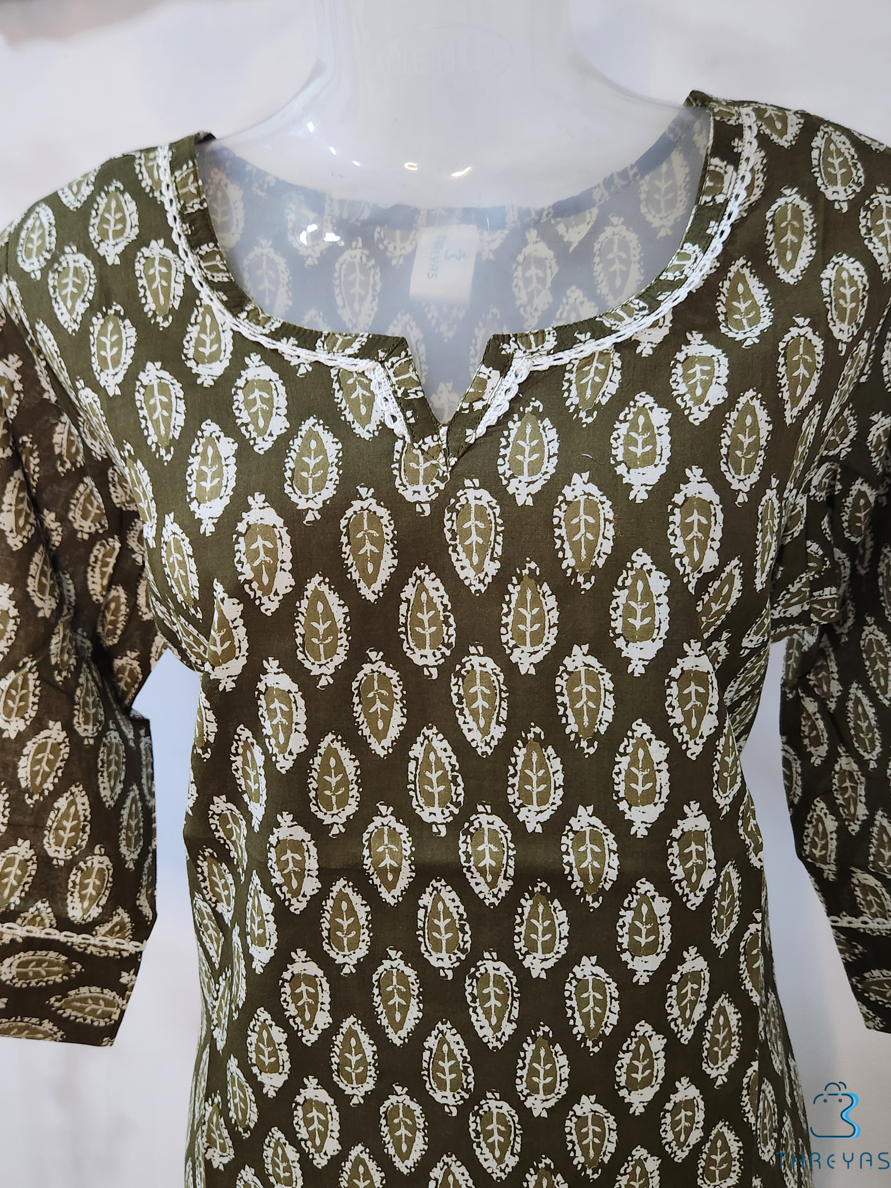 Green Cotton Short Kurti for women | Stylish Kurthis & Kurtis Sets for Women | Threyas