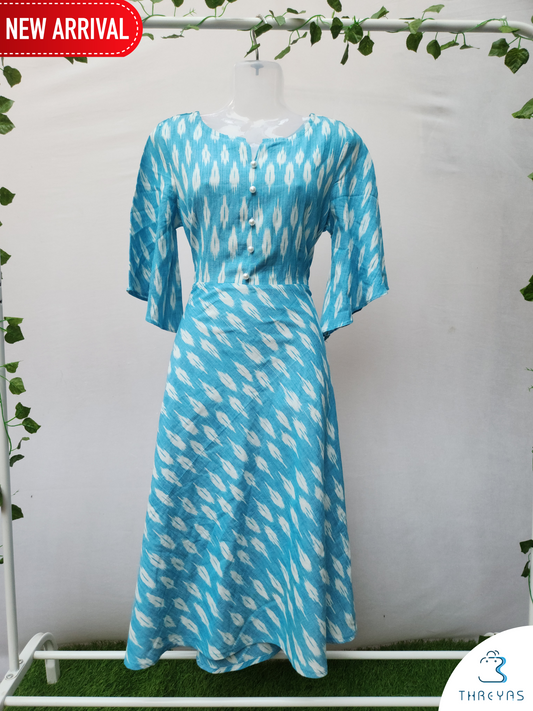 Sky Blue Cotton kurthi | Stylish Kurthis & Kurtis Sets for Women | Threyas