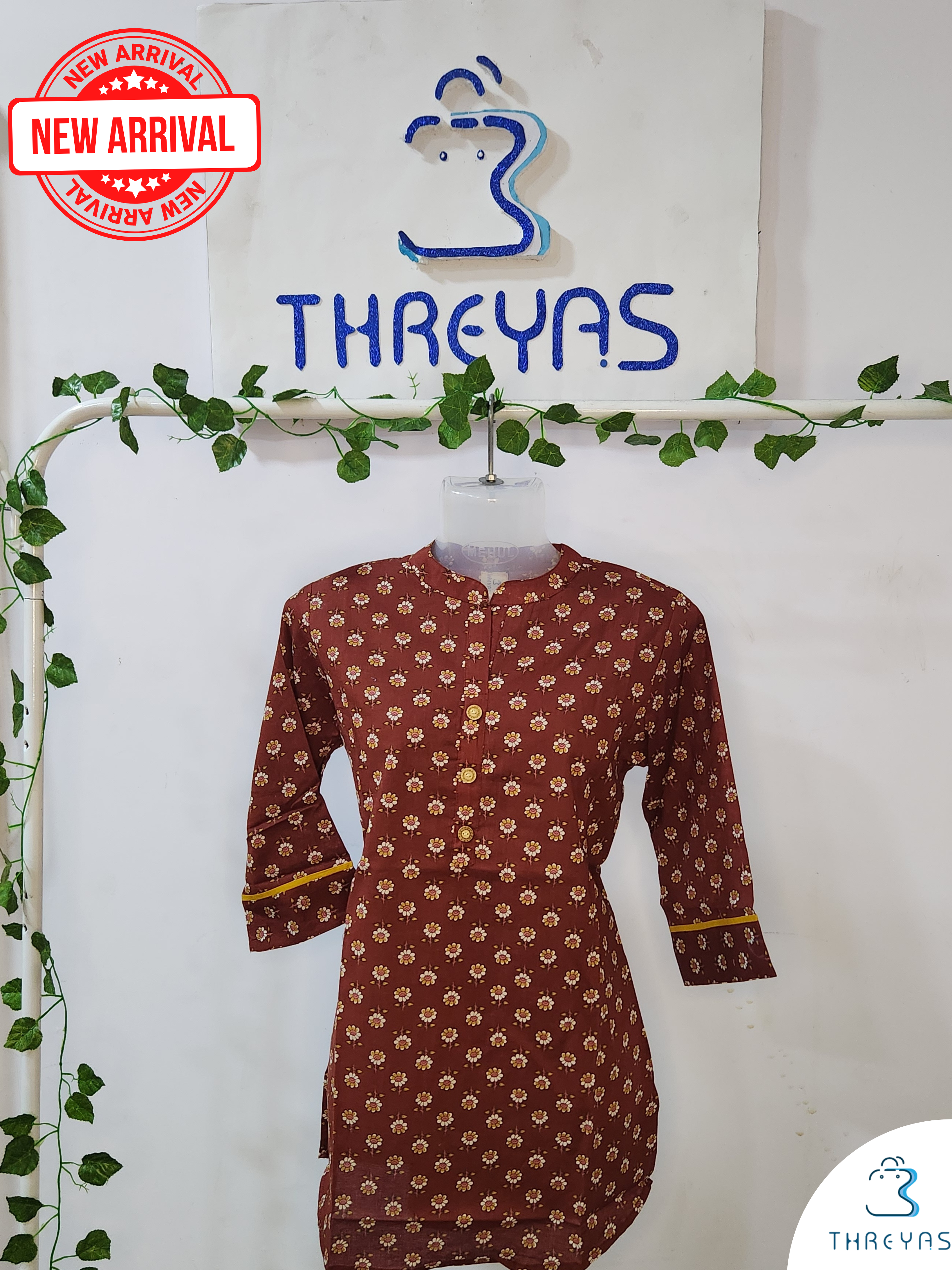 Brown Short Kurti for women | Stylish Kurthis & Kurtis Sets for Women | Threyas