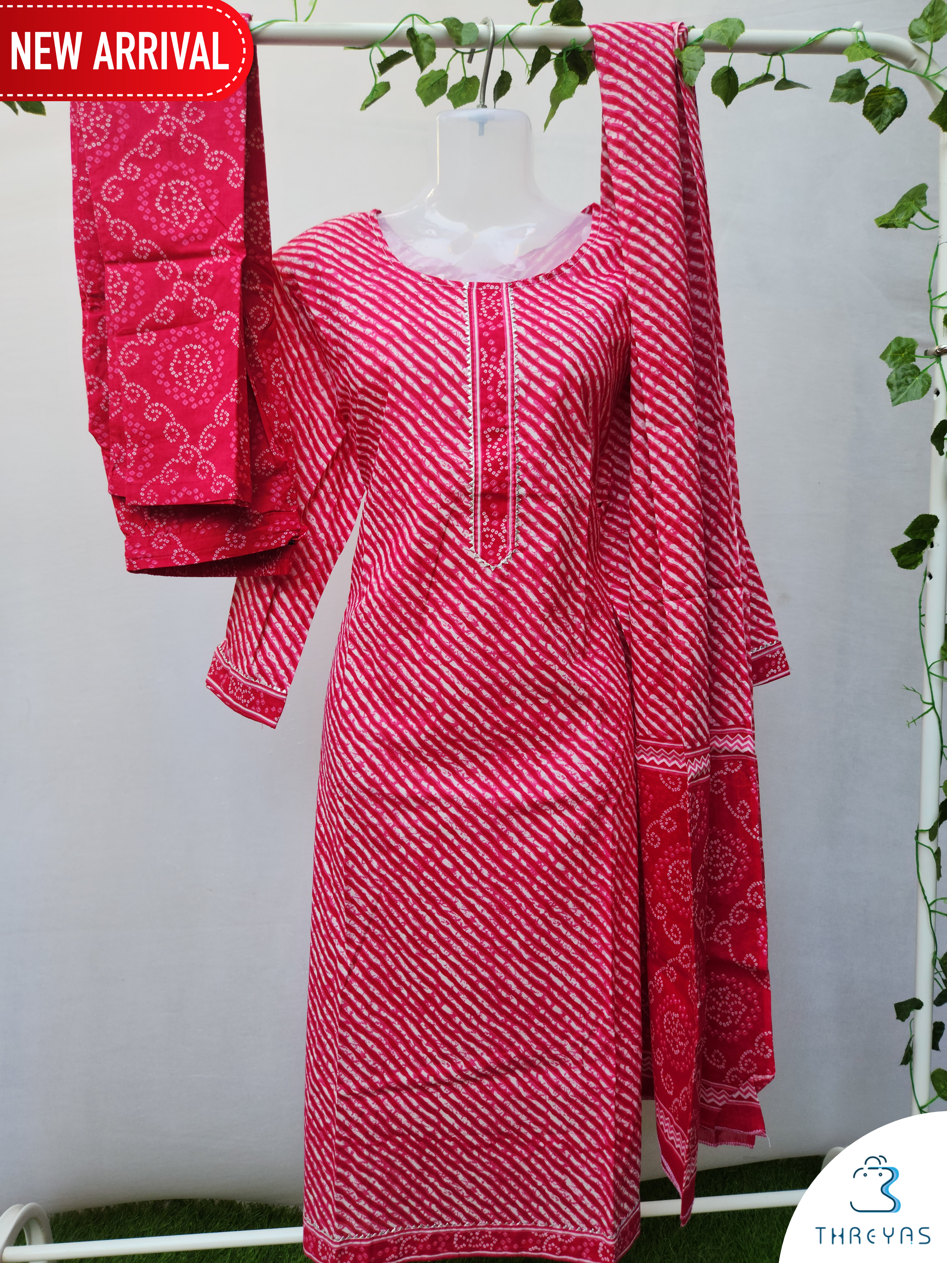Pink Cotton Kurti Set for Women