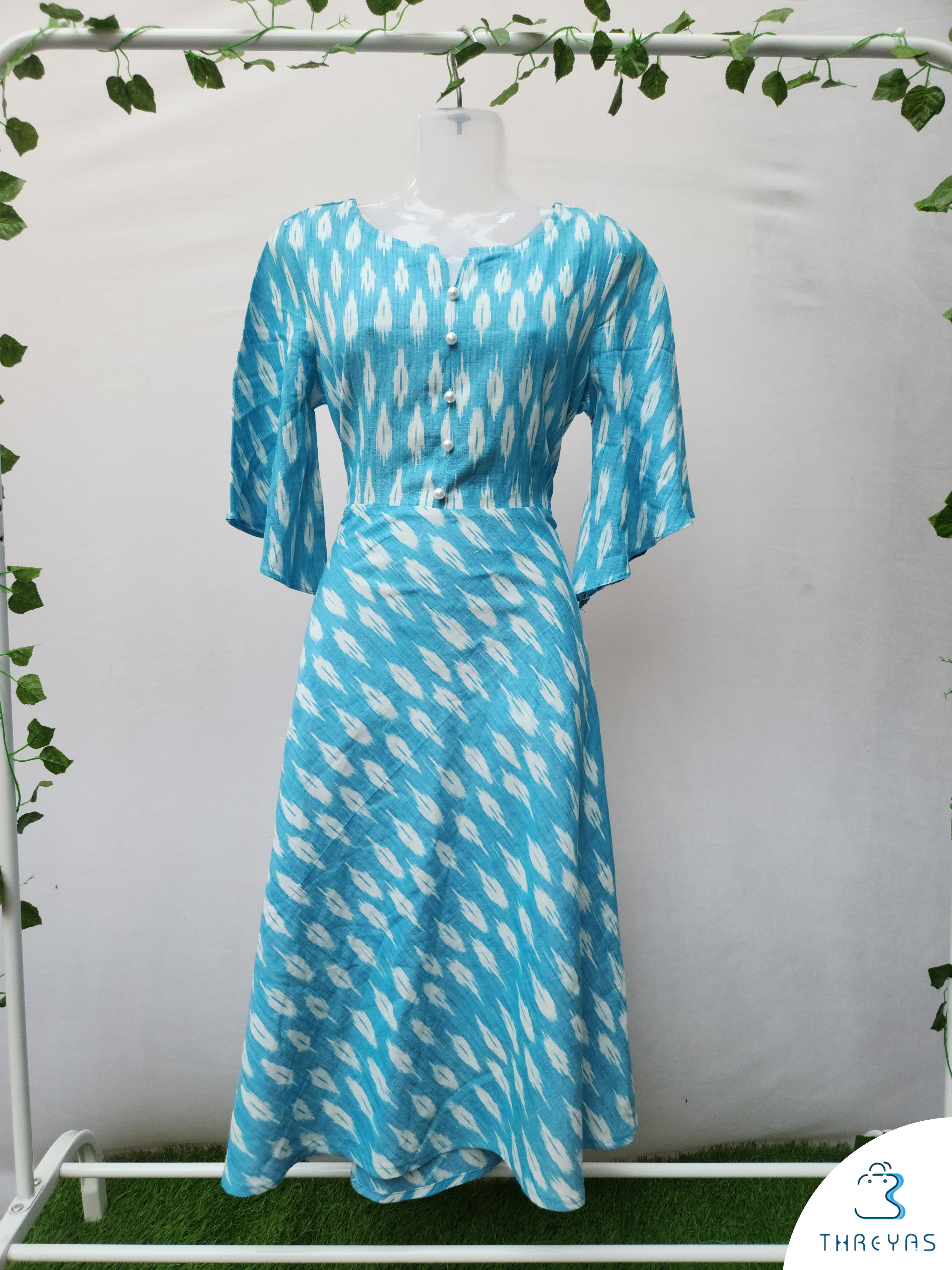 Sky Blue Cotton kurthi | Stylish Kurthis & Kurtis Sets for Women | Threyas