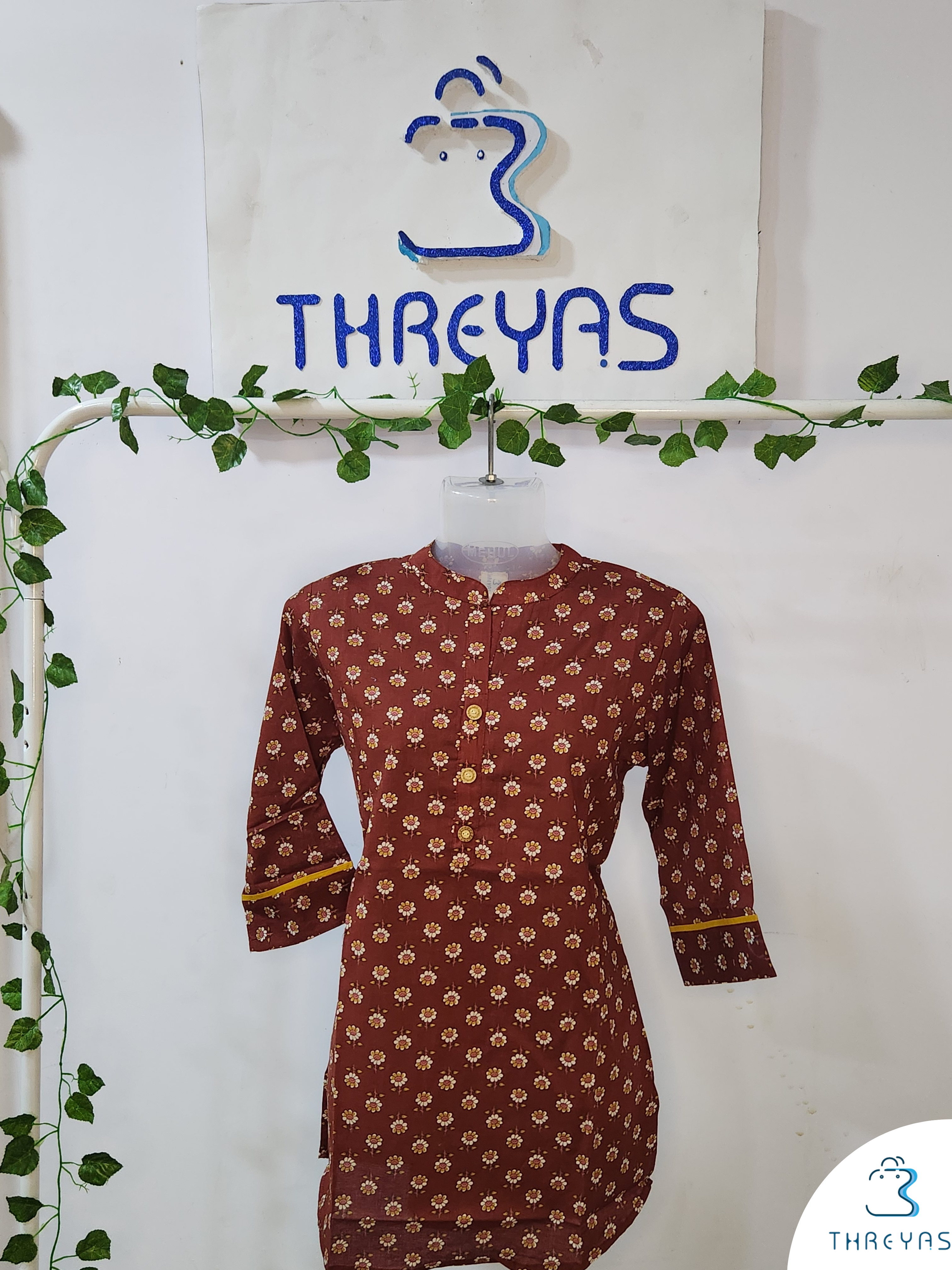 Brown Short Kurti for women | Stylish Kurthis & Kurtis Sets for Women | Threyas