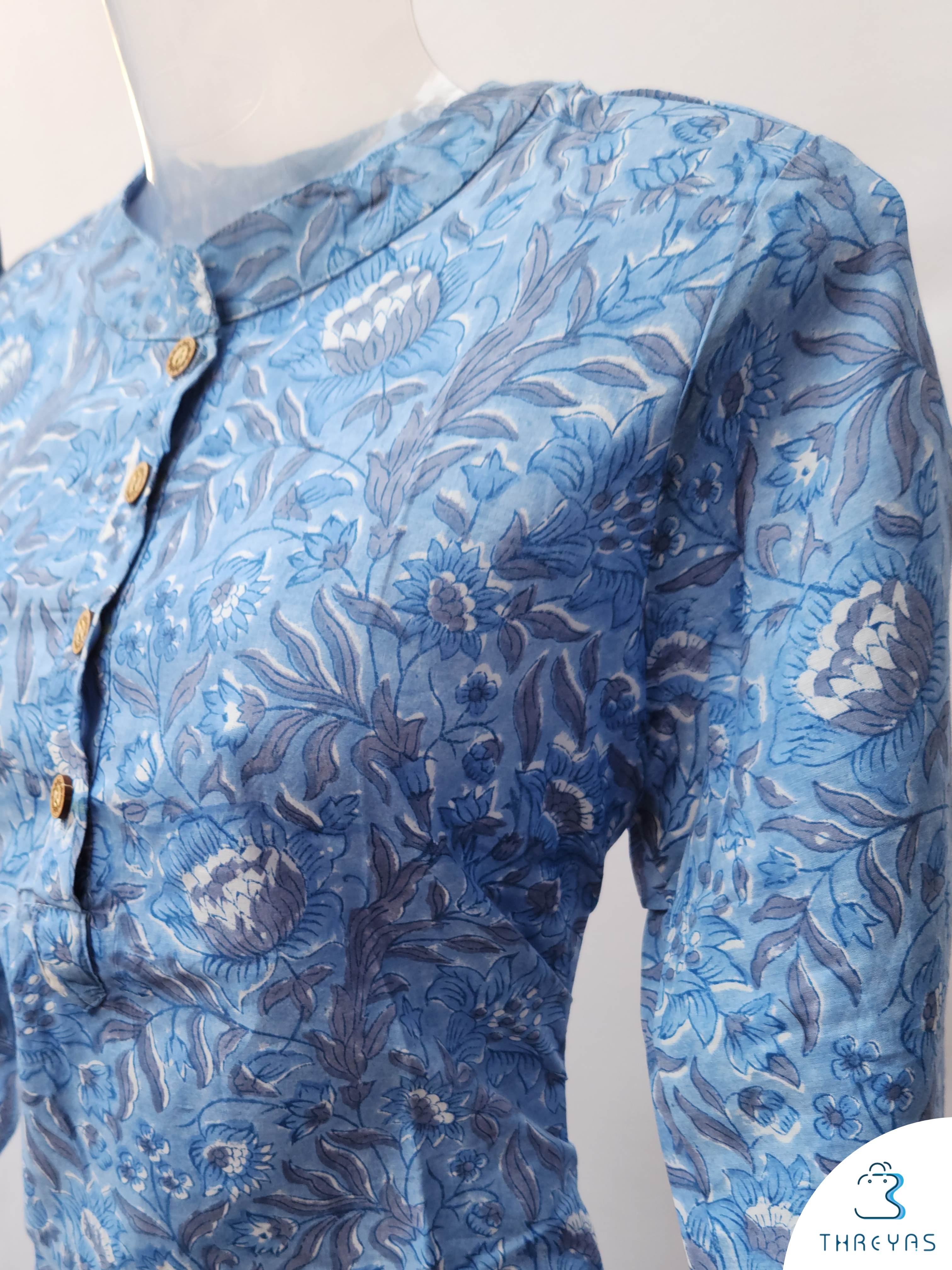 Sky Blue Cotton kurthis Set for women |Stylish Kurthis & Kurtis Sets for Women |Threyas