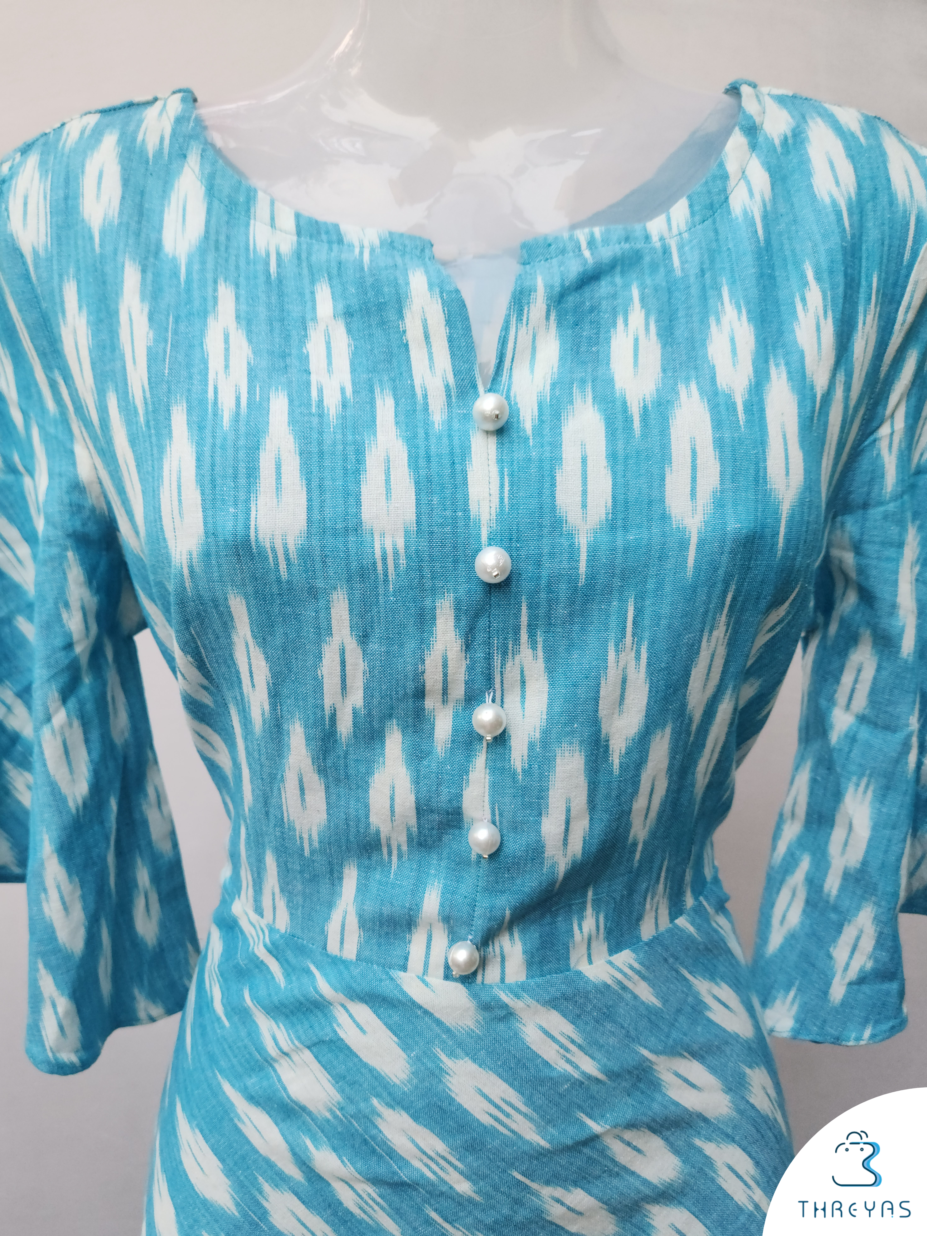 Sky Blue Cotton kurthi | Stylish Kurthis & Kurtis Sets for Women | Threyas