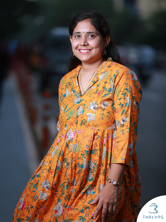 Orange Hand Block Cotton Printed Co-Ord kurthi Set for women | Stylish  Kurthis & Kurtis Sets for Women | Threyas