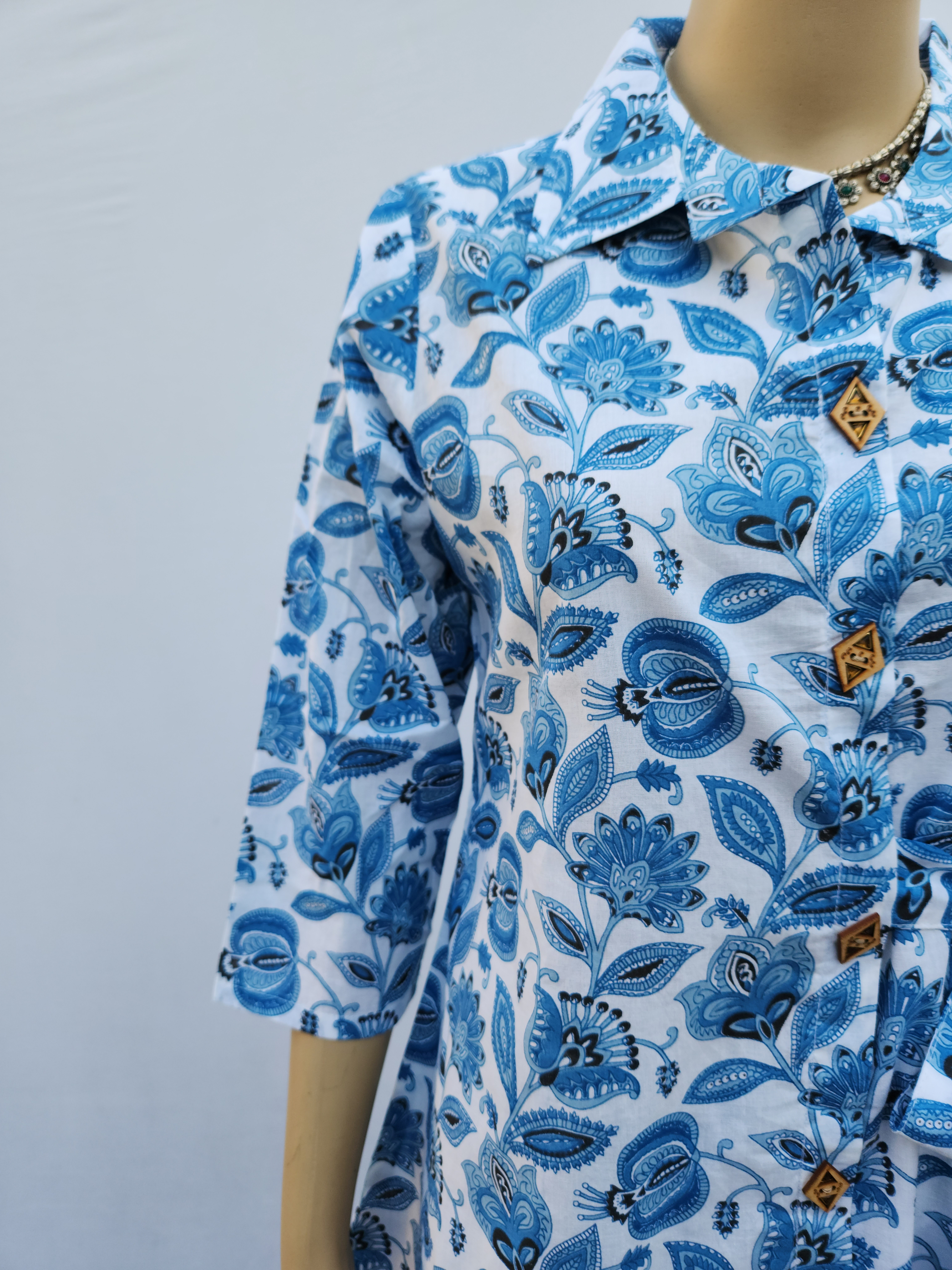Sky Blue Hand Block Printed Co-Ord Kurthis Set with side tie-ups for women | Stylish Kurthis & Kurtis Sets for Women | Threyas