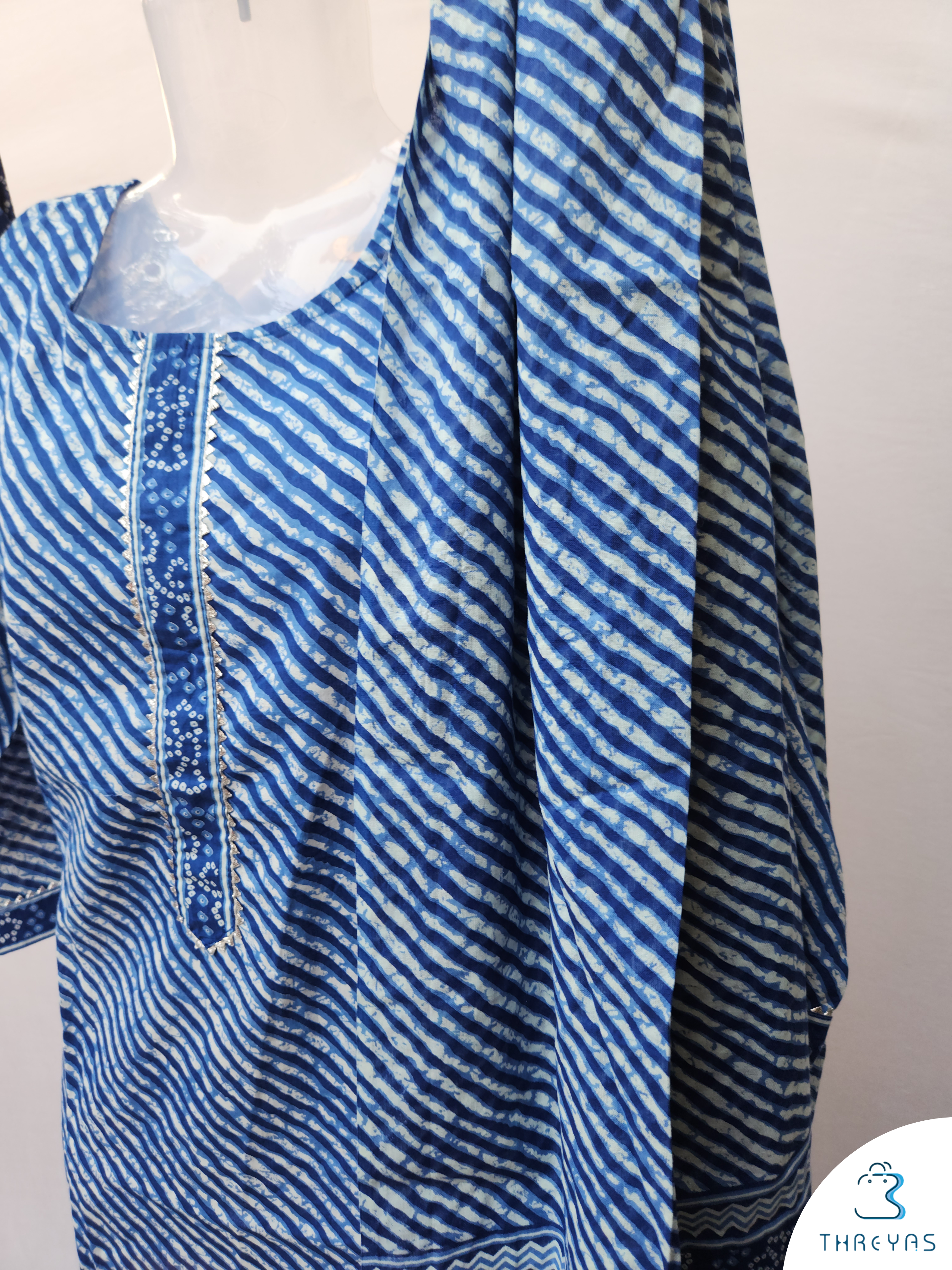 Blue Cotton Kurtha Set for women | Stylish Kurthis & Kurtis Sets for Women | Threyas