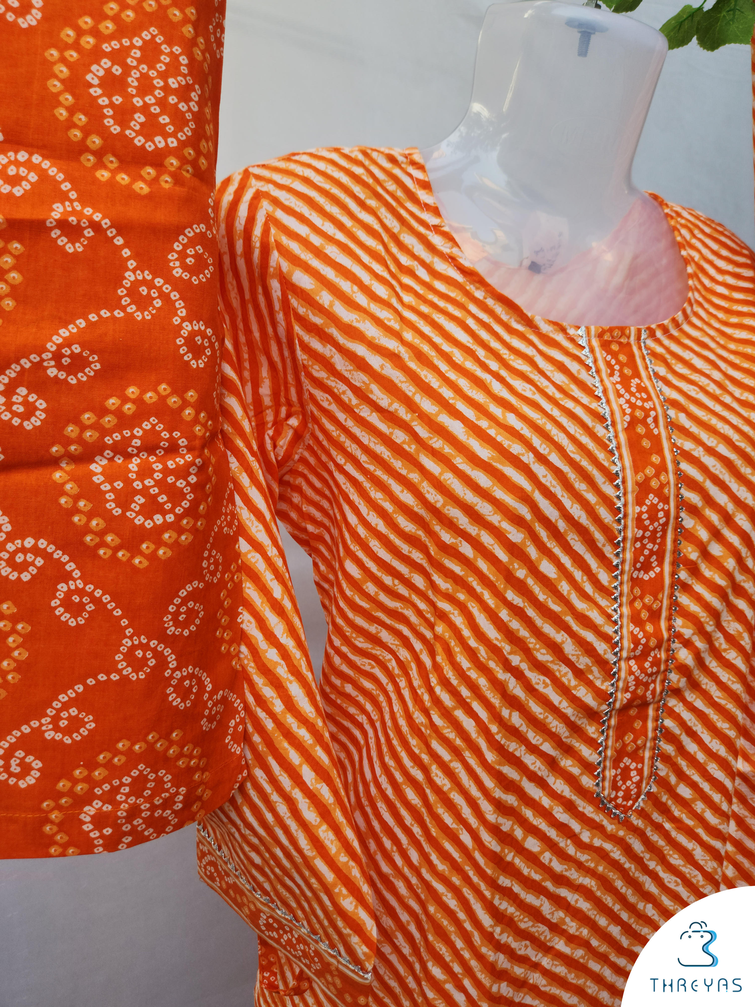 Orange Cotton kurthis Set for women | Stylish Kurthis & Kurtis Sets for Women | Threyas