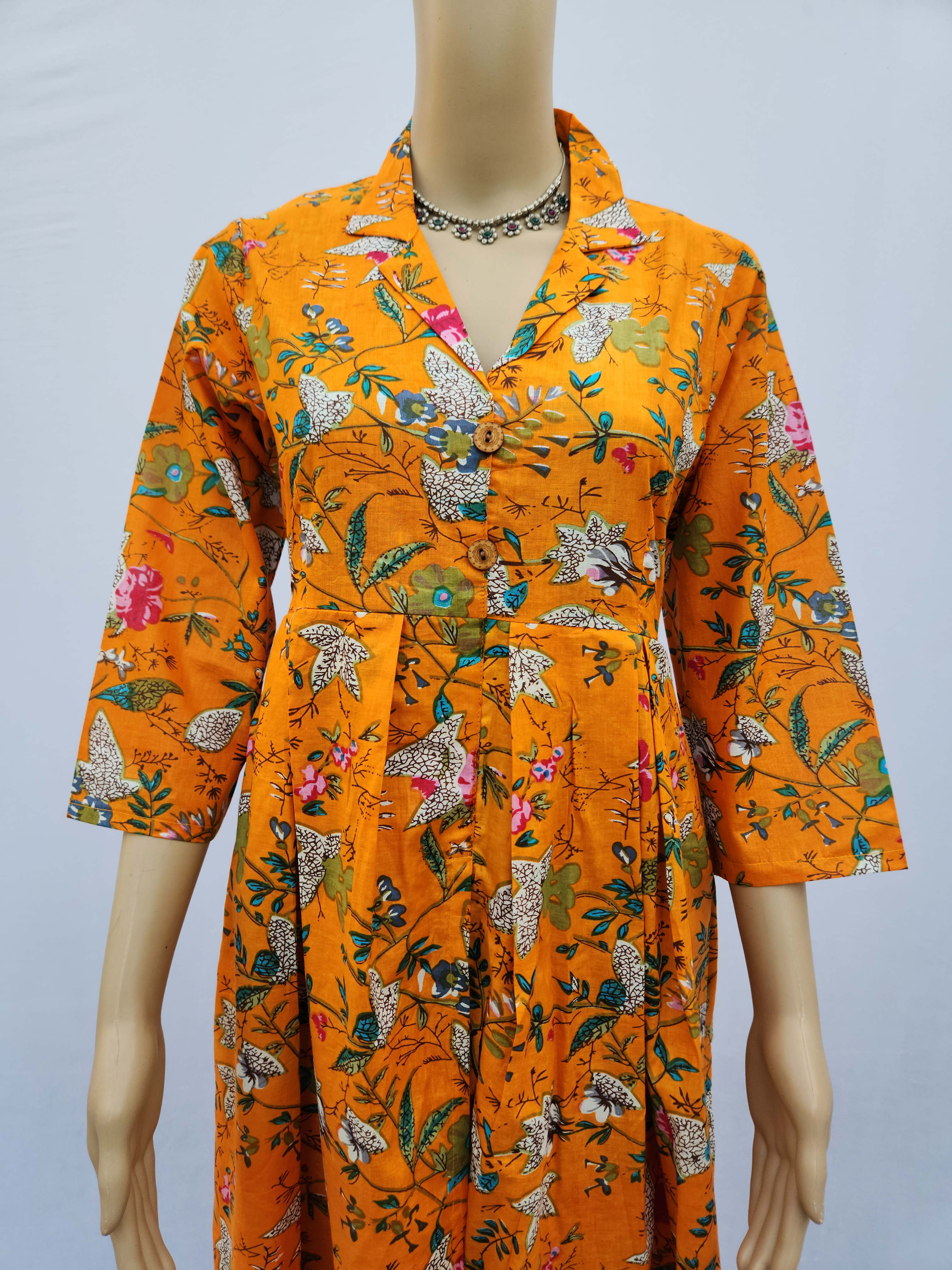 Orange Hand Block Cotton Printed Co-Ord kurthi Set for women | Stylish Kurthis & Kurtis Sets for Women | Threyas