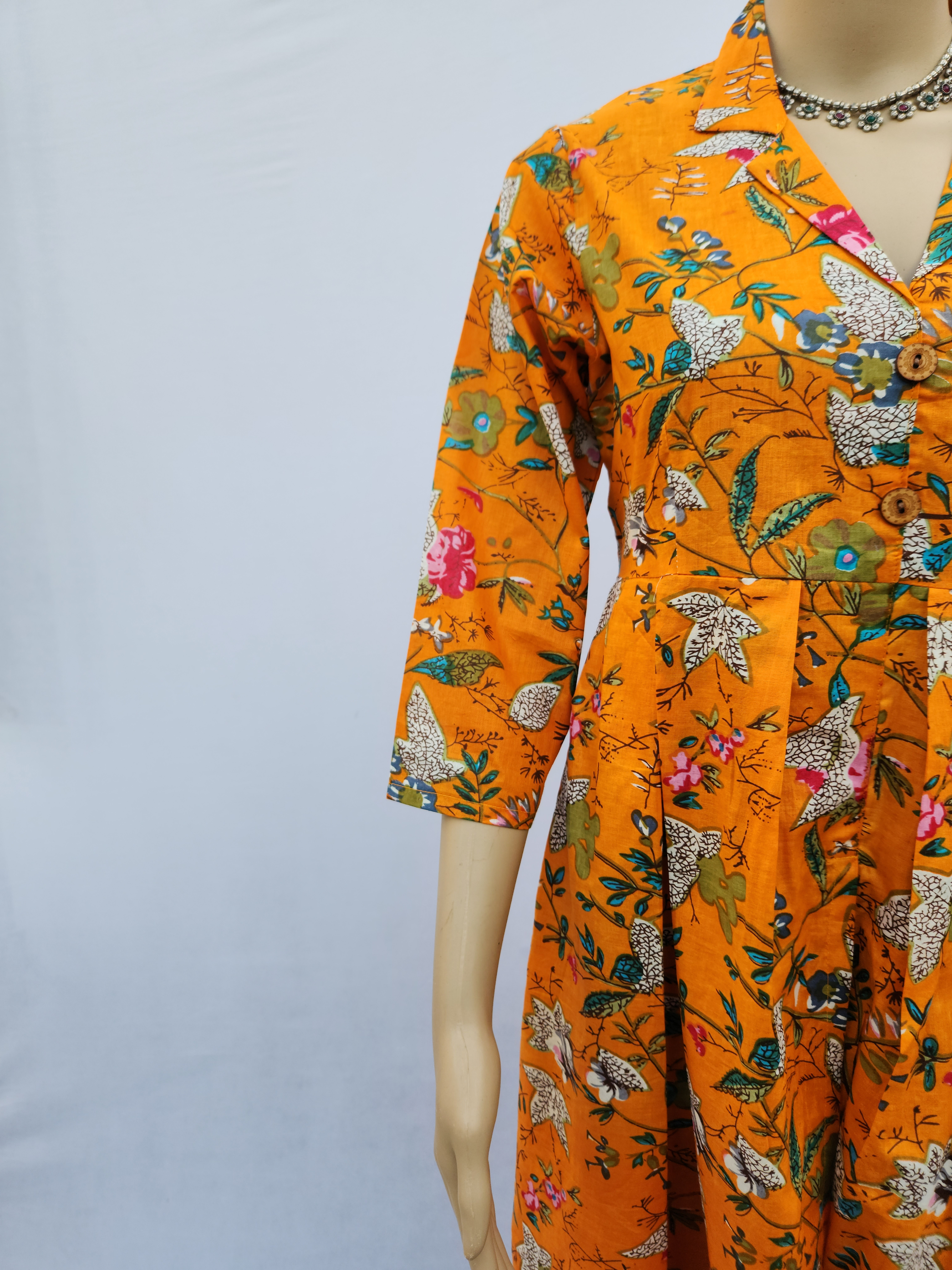 Orange Hand Block Cotton Printed Co-Ord kurthi Set for women | Stylish Kurthis & Kurtis Sets for Women | Threyas