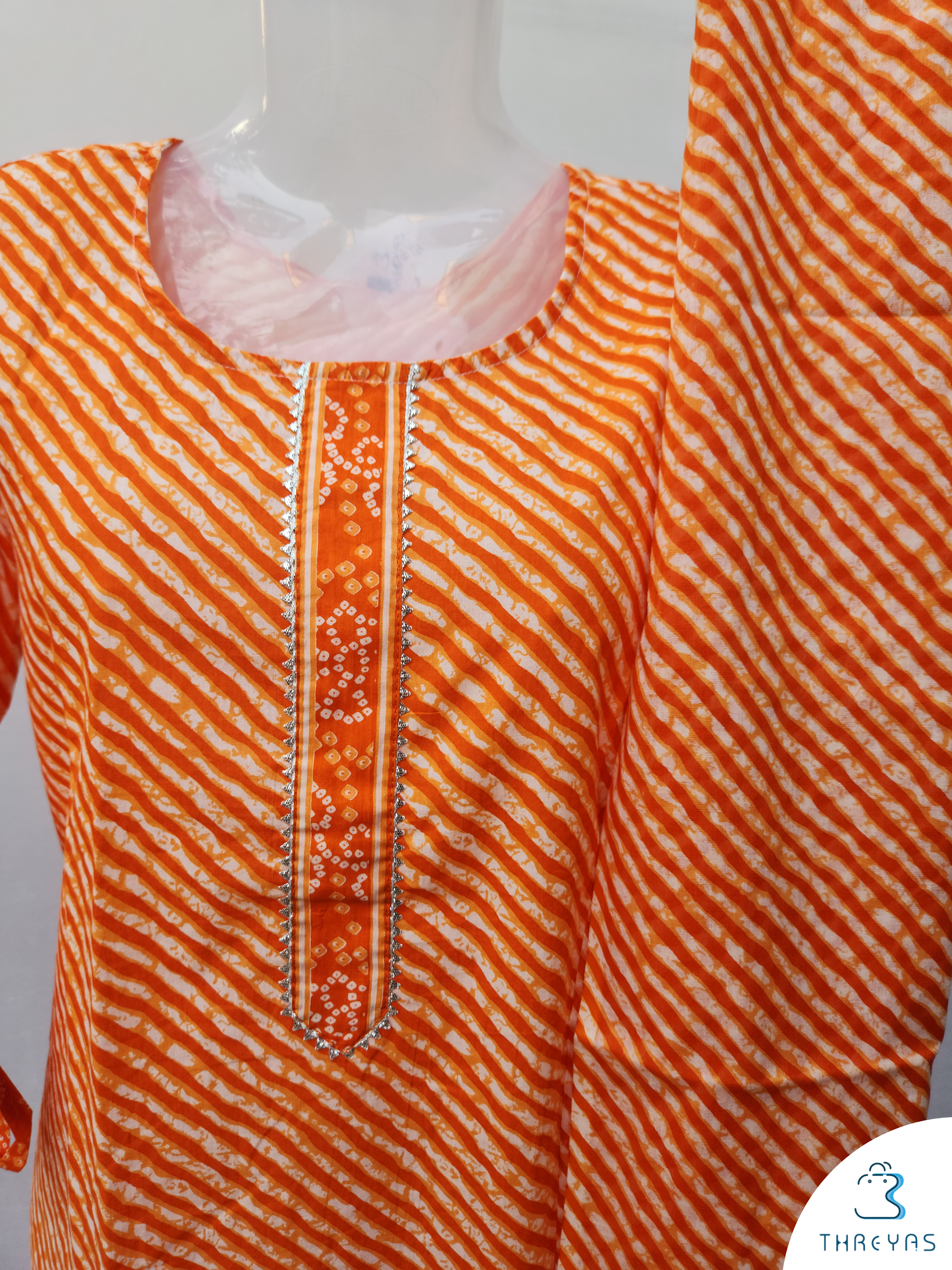 Orange Cotton kurthis Set for women | Stylish Kurthis & Kurtis Sets for Women | Threyas