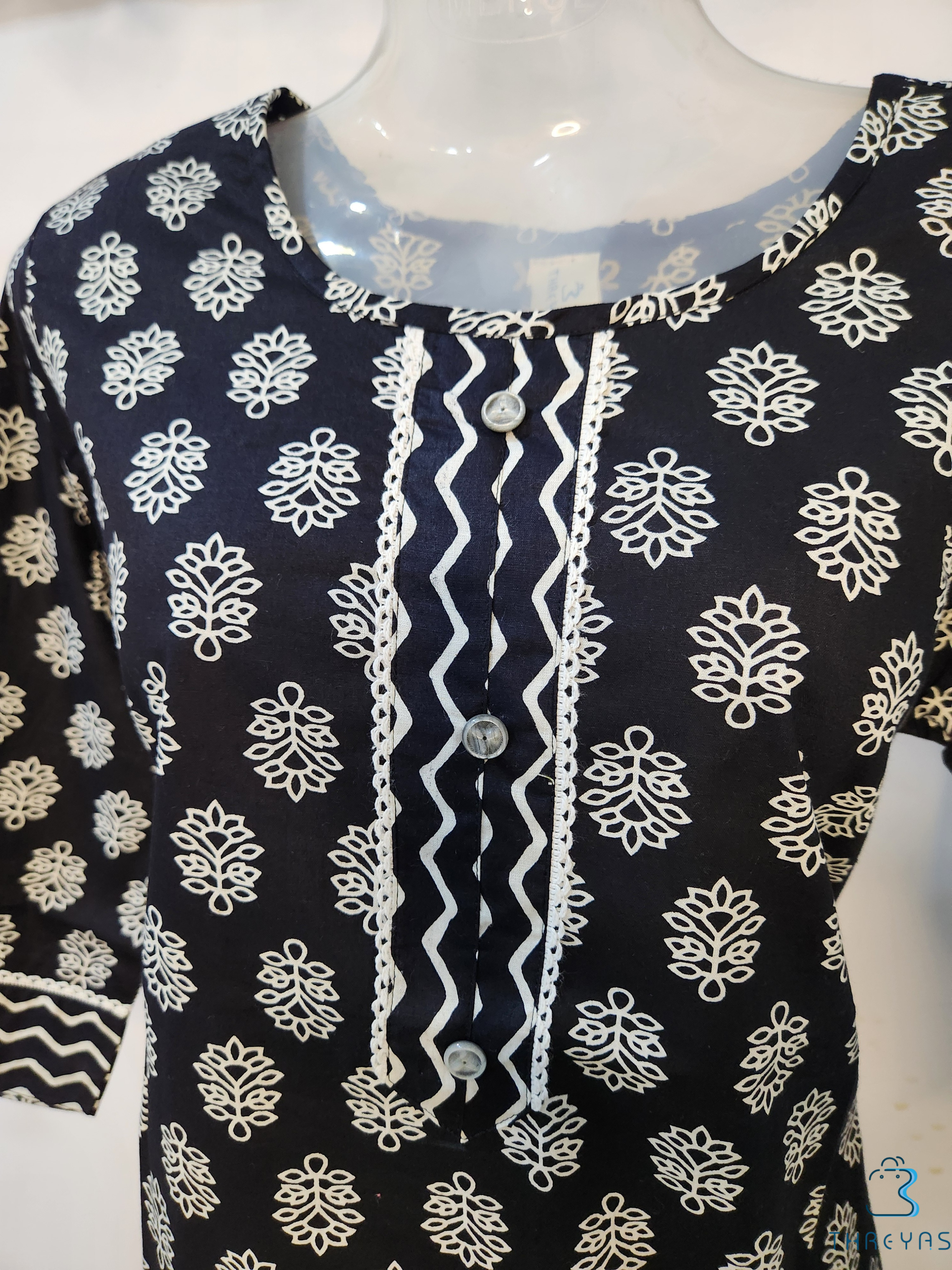 Black Printed Long Kurti for women | Stylish Kurthis & Kurtis Sets for Women | Threyas