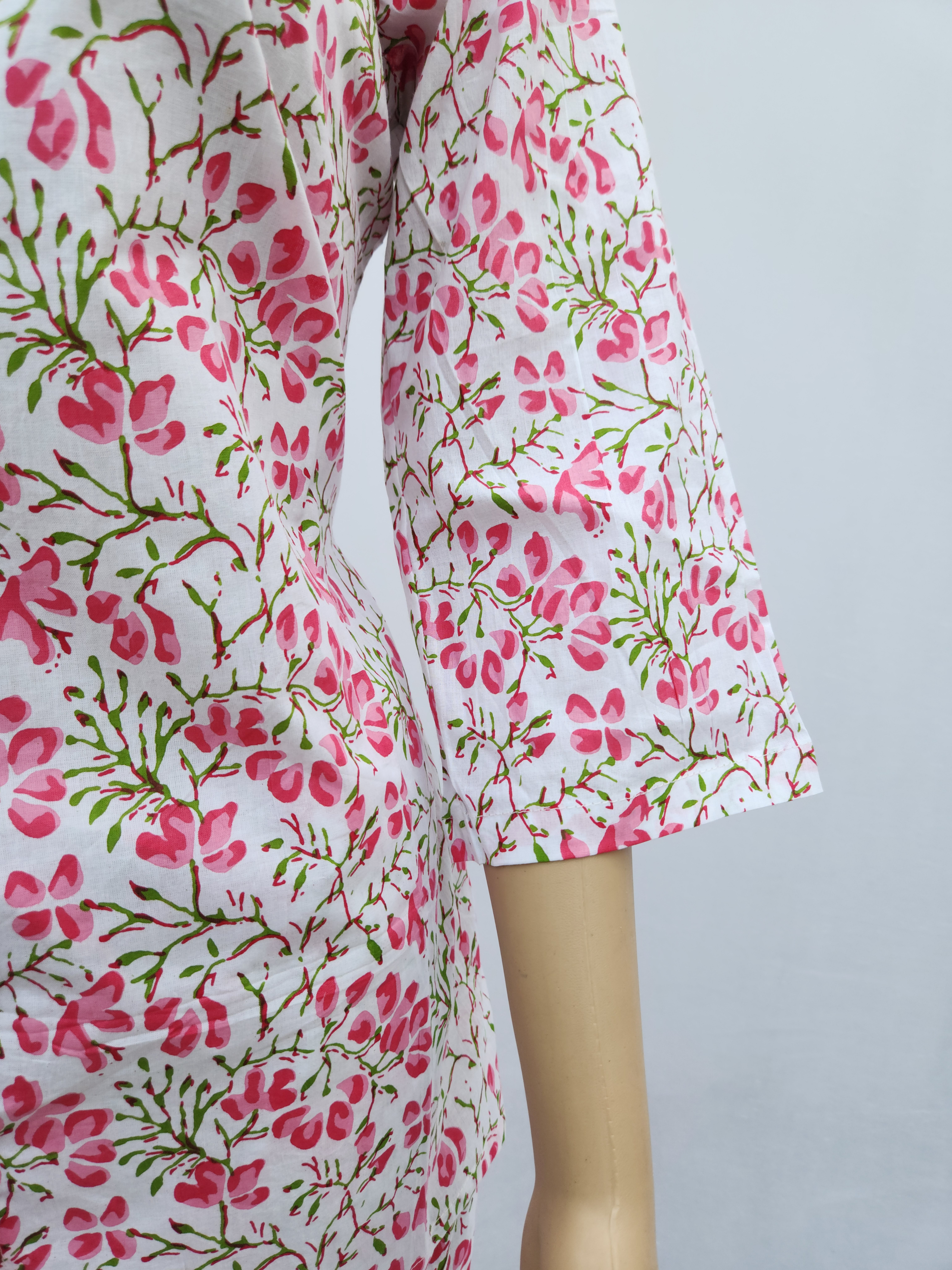 Light Pink Cotton Hand Block Printed Co-Ord Set for women | Stylish Kurthis & Kurtis Sets for Women | Threyas