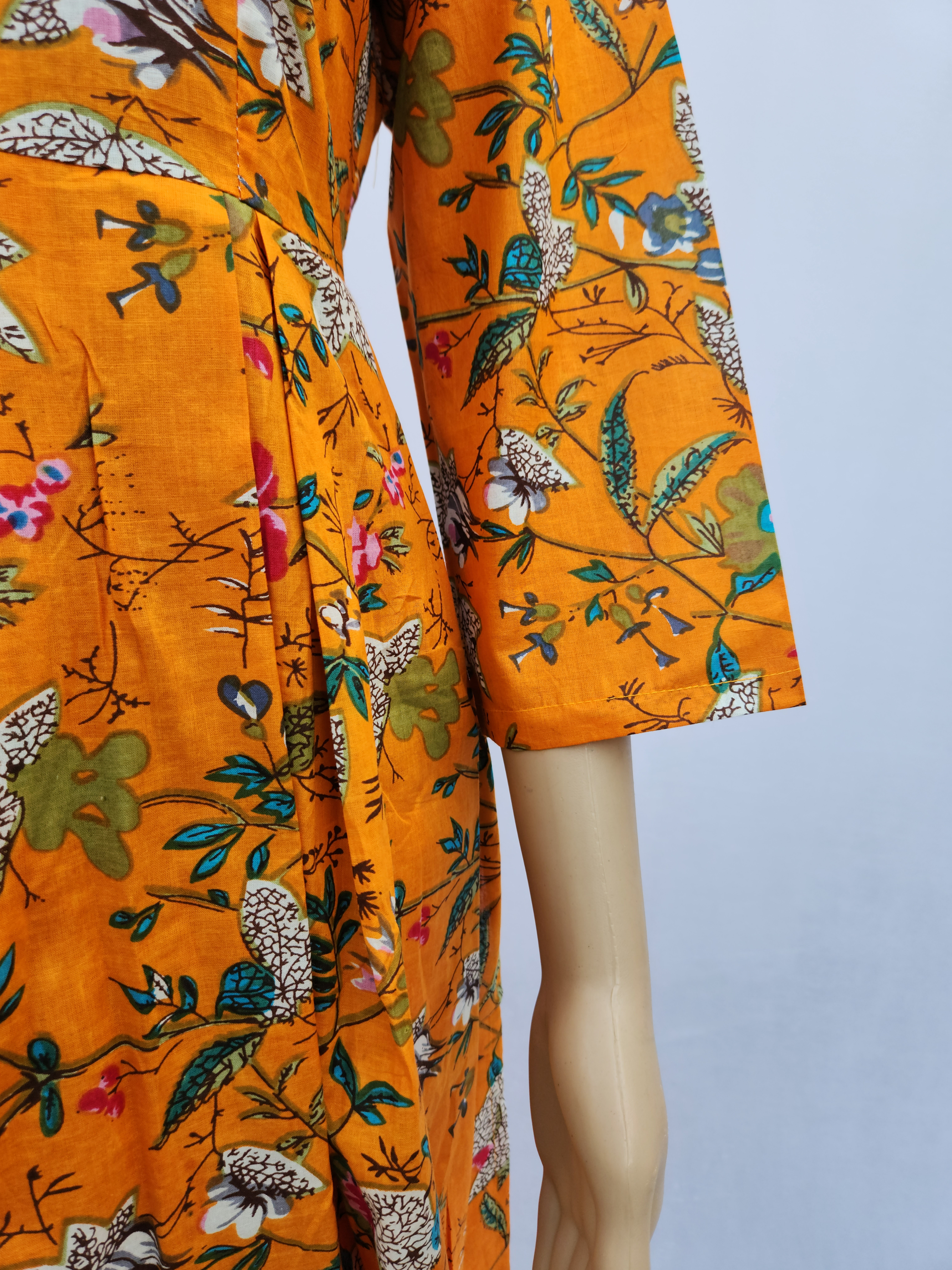 Orange Hand Block Cotton Printed Co-Ord kurthi Set for women | Stylish Kurthis & Kurtis Sets for Women | Threyas