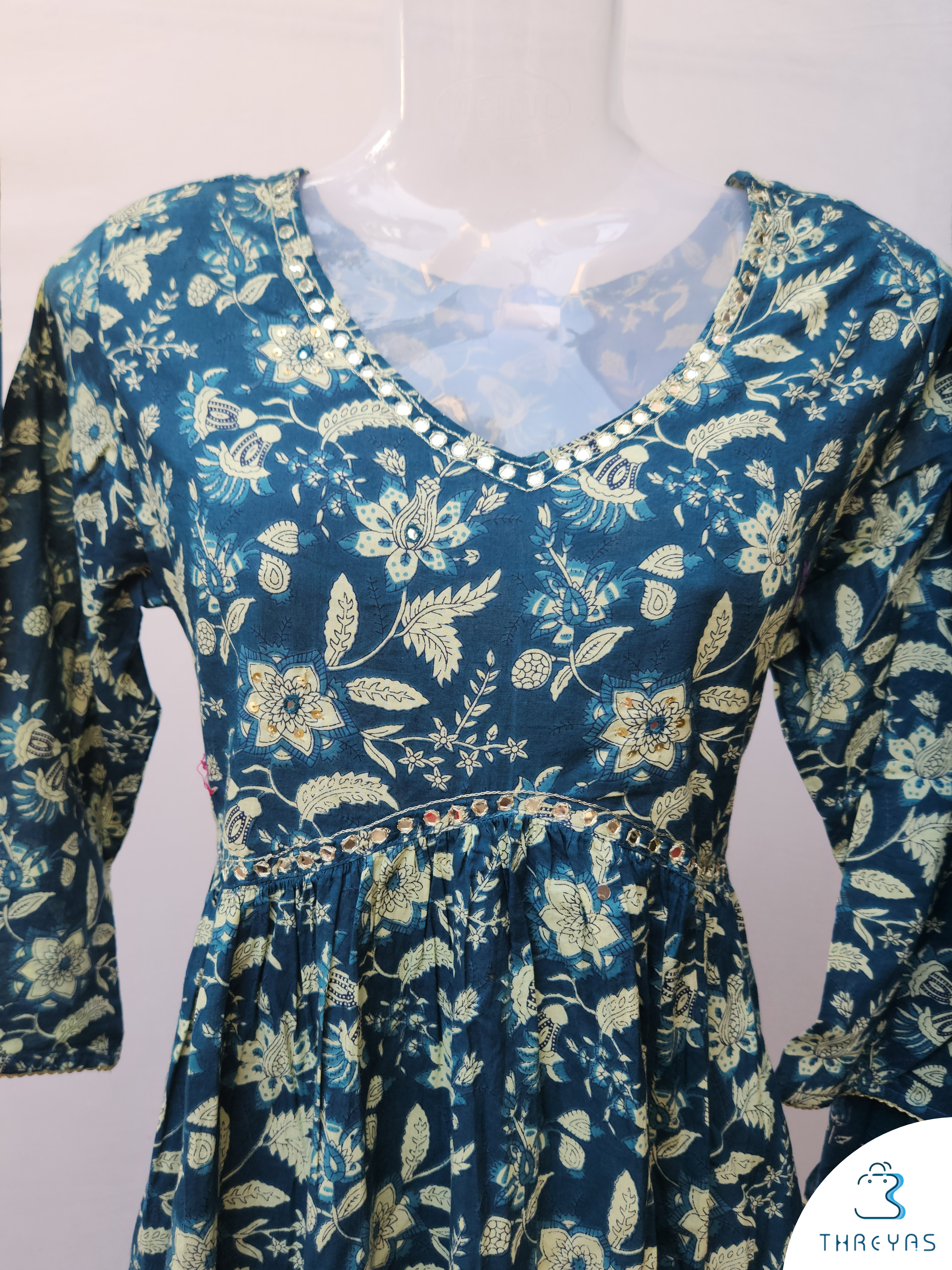 Blue Cotton Kurtha Set for women |Stylish Kurthis & Kurtis Sets for Women | Threyas