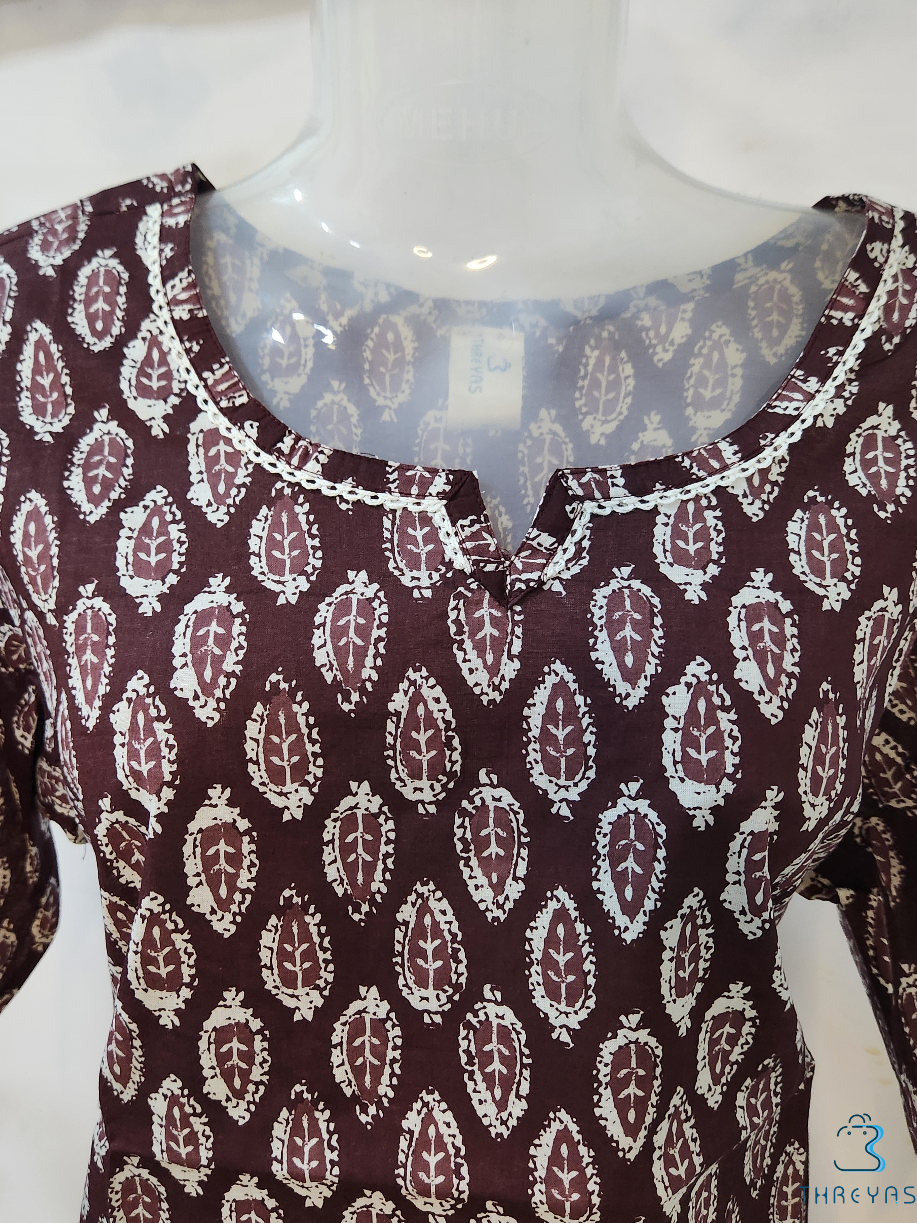 Purple Cotton Short Kurti for women | Short Kurthis for jeans | Threyas