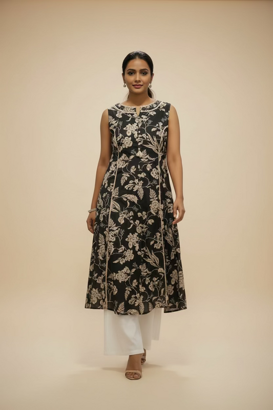 Black Princess Cut Kurti