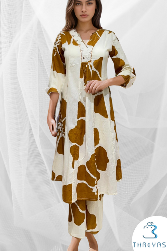 Mustard Cotton kurthis Set for women