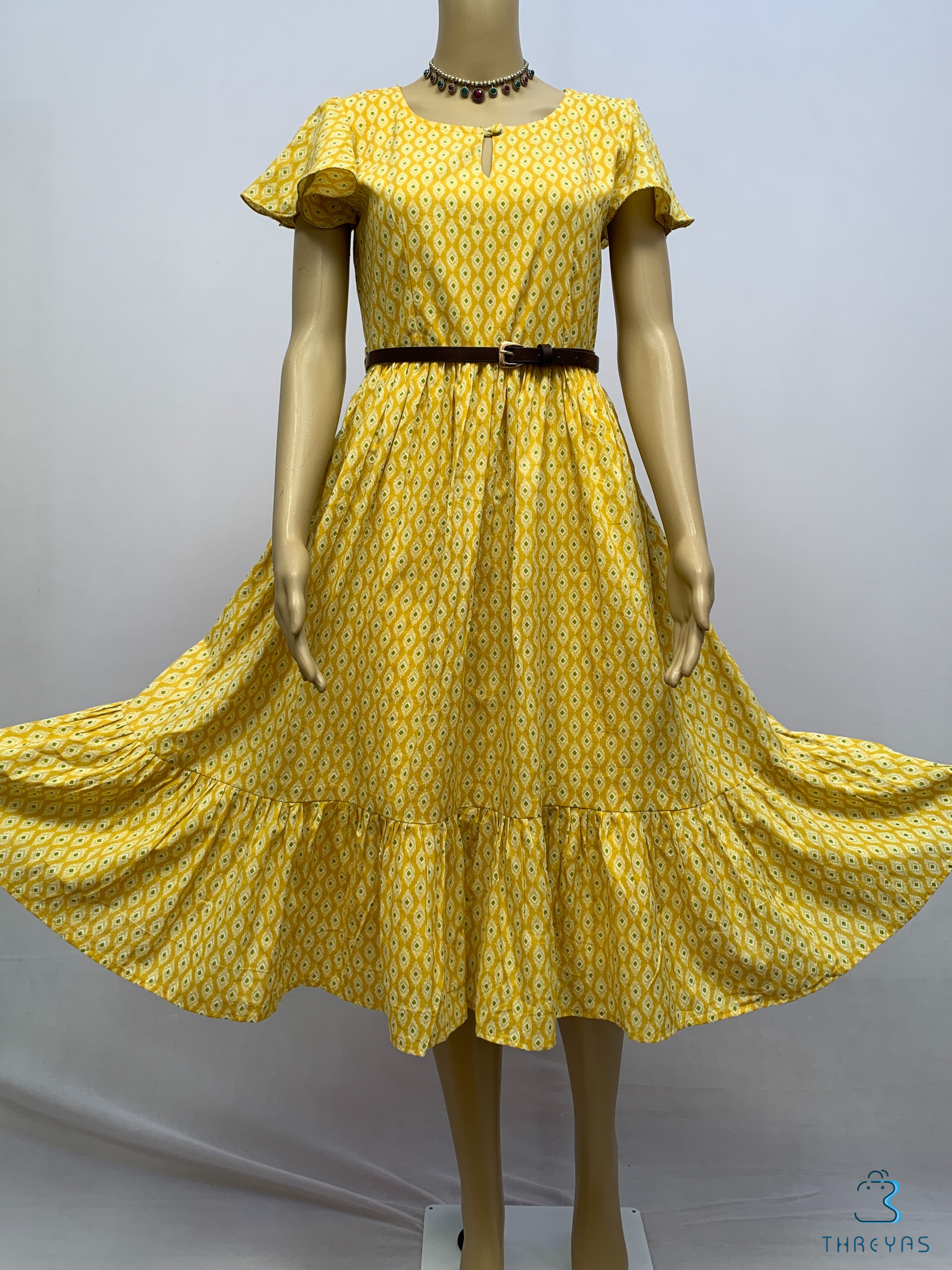 Yellow Fit and Flared Kurti | Stylish Kurthis & Kurtis Sets for Women | Threyas