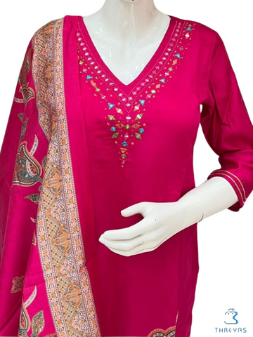 Pink Color Kurtis Set for women with Printed Dupatta