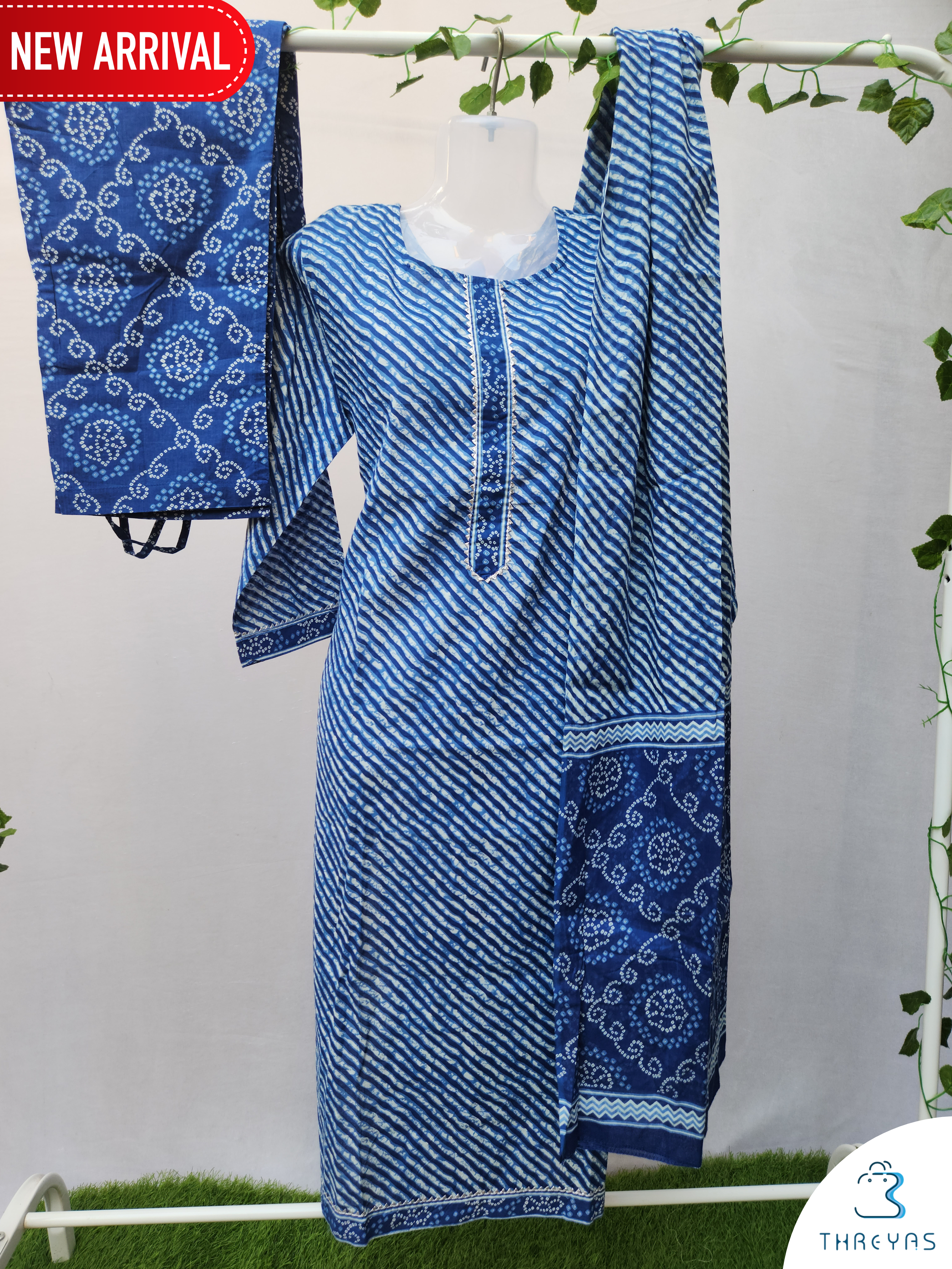 Blue Cotton Kurtha Set for women |  Stylish Kurthis & Kurtis Sets for Women  |  Threyas 