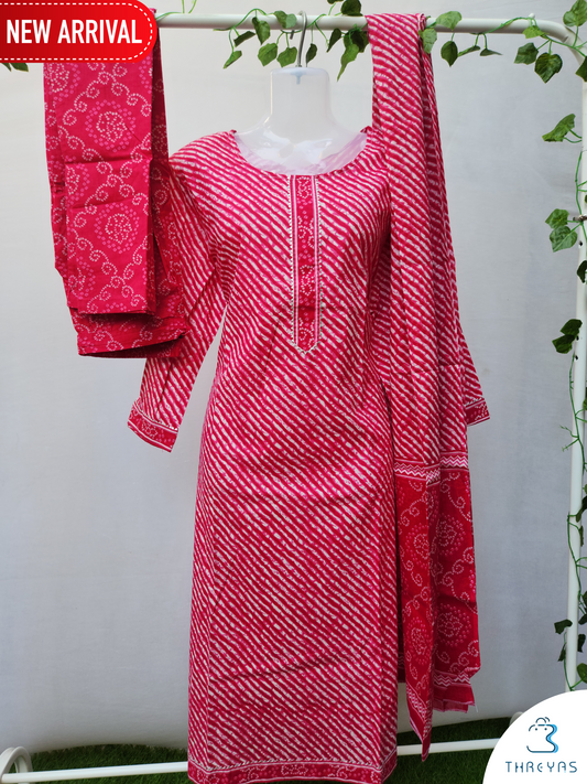 Pink Cotton kurthis Set for women  | Stylish Kurthis & Kurtis Sets for Women |  Threyas 