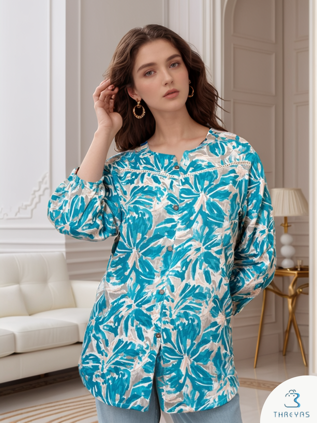 Green Printed Cotton Short Kurti for women
