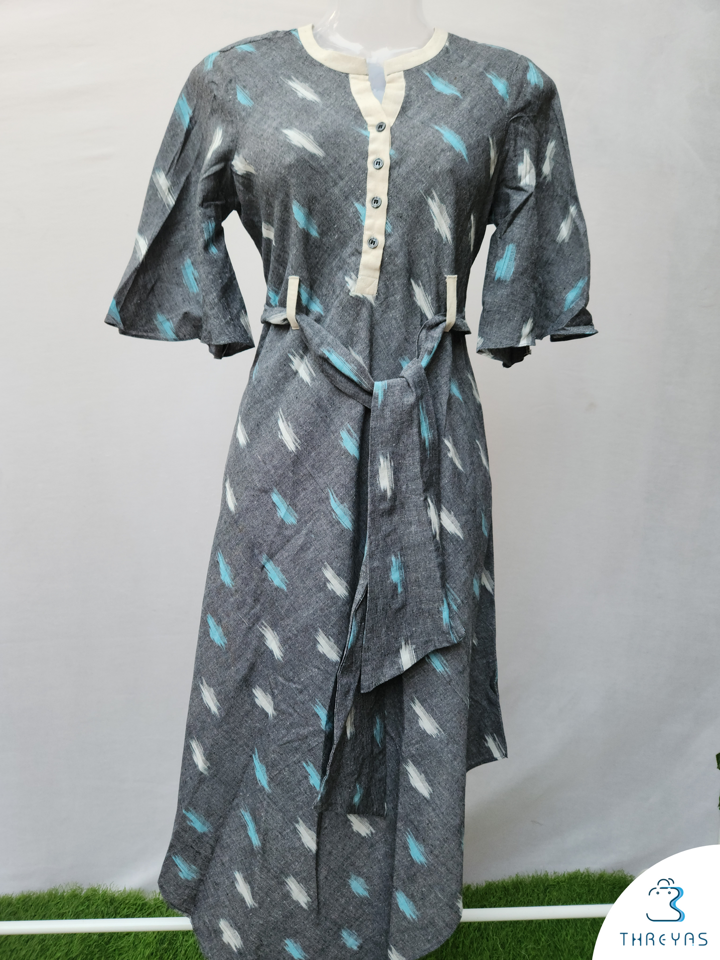 Grey Ikat Cotton Kurthi