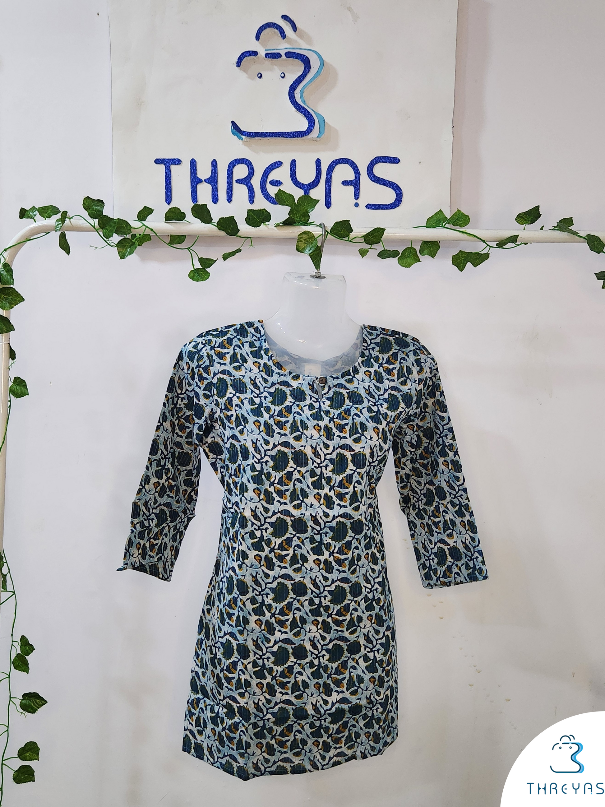 Sea Green Short Kurti for women | Stylish Kurthis & Kurtis Sets for Women | Threyas 