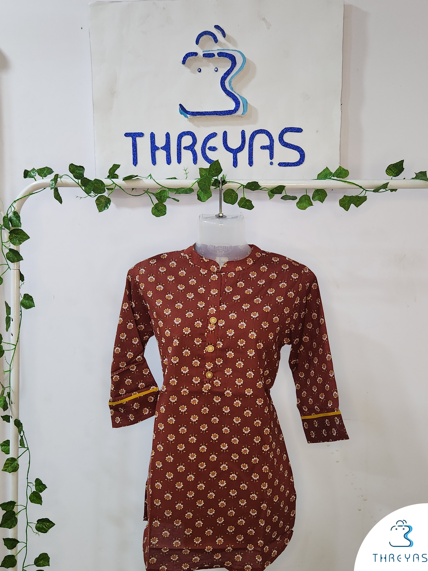 Brown Short Kurti for women | Stylish Kurthis & Kurtis Sets for Women | Threyas 