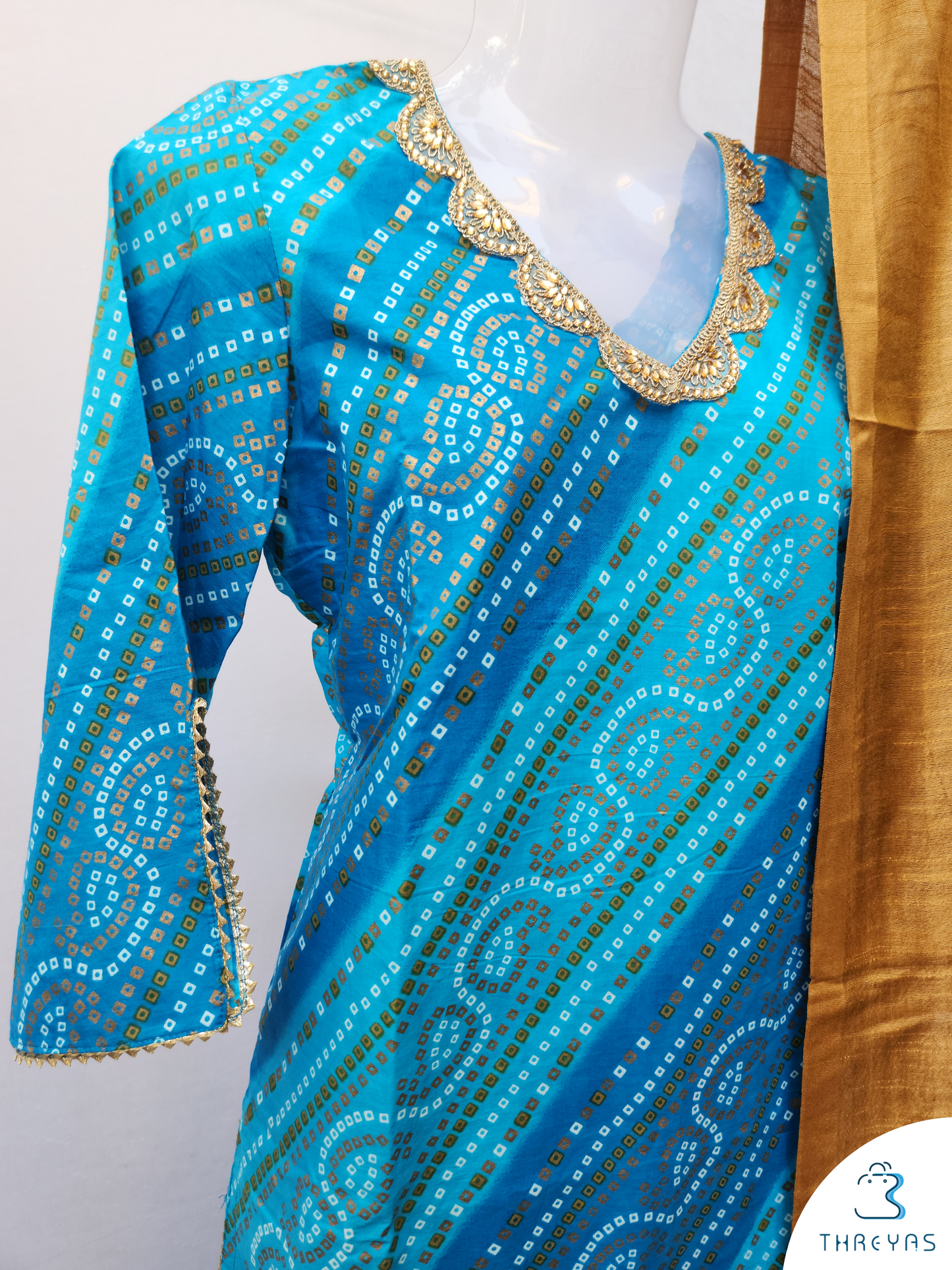 Blue Cotton Silk Kurthis set with Dupatta for women |  Stylish Kurthis & Kurtis Sets for Women  |  Threyas 