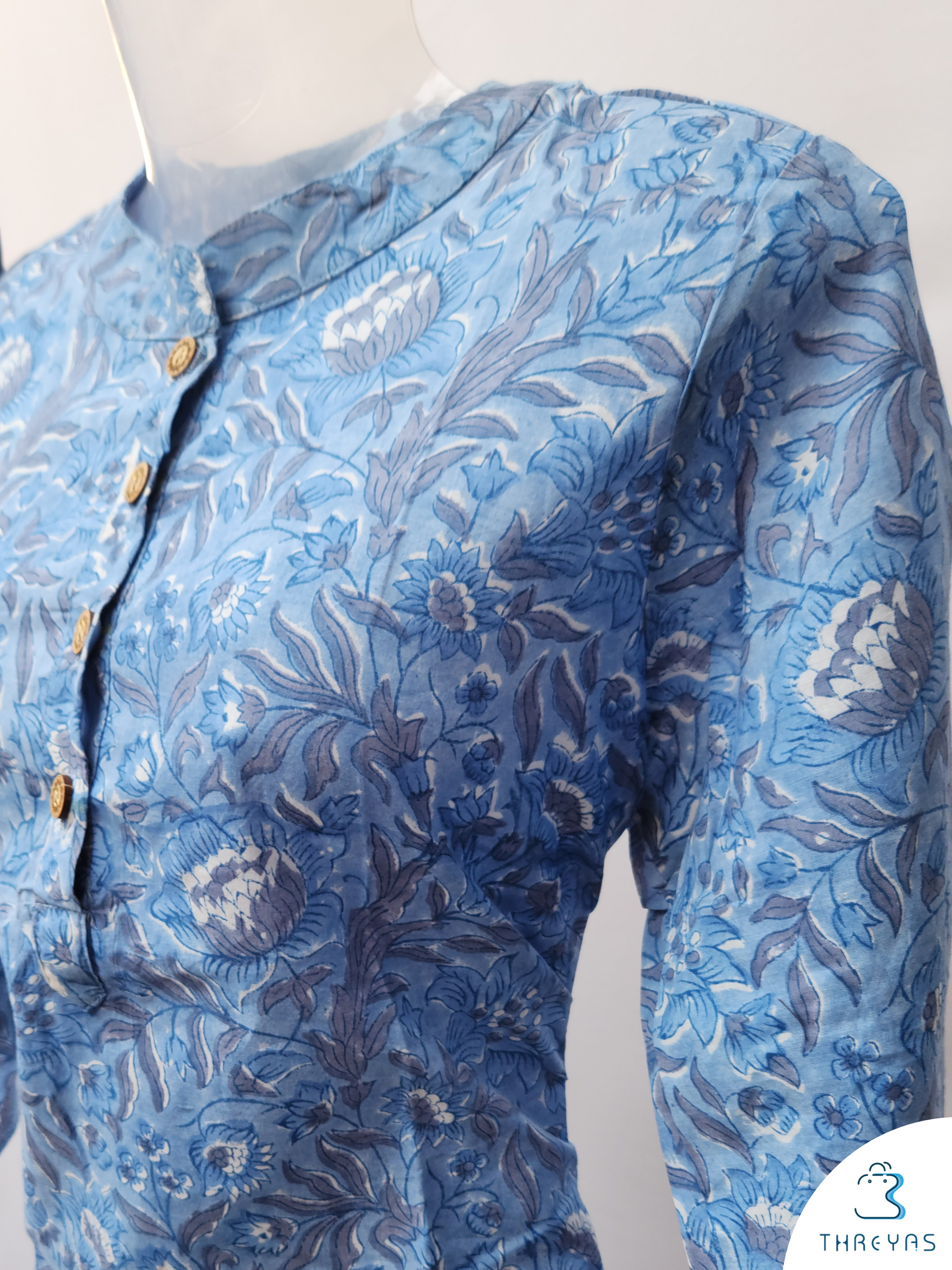 Sky Blue Cotton kurthis Set for women |Stylish Kurthis & Kurtis Sets for Women |Threyas 