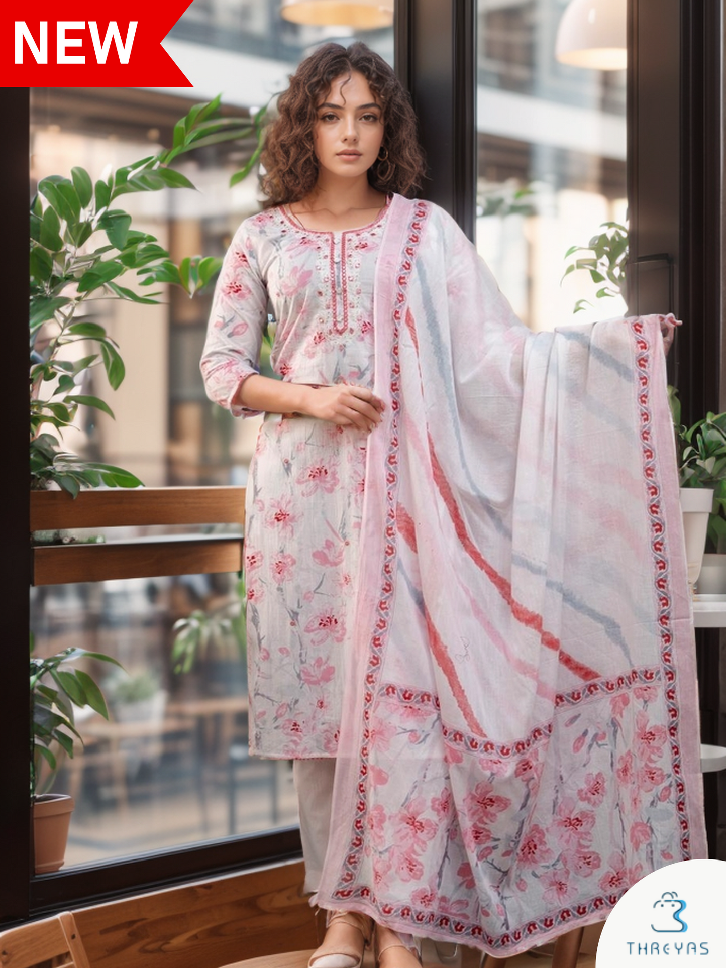 Light Pink Kurtis Set for women with Dupatta