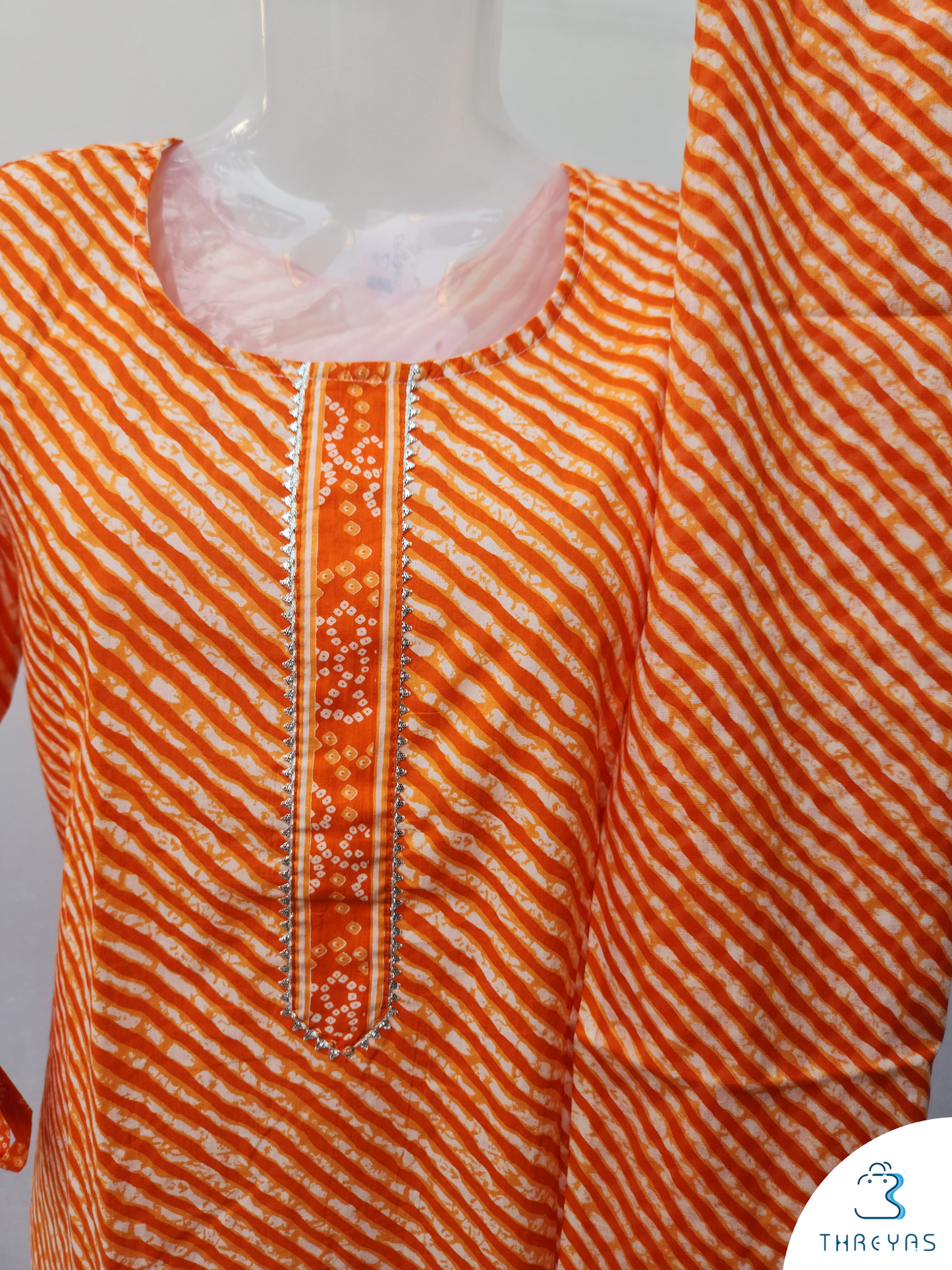 Orange Cotton kurthis Set for women | Stylish Kurthis & Kurtis Sets for Women | Threyas 