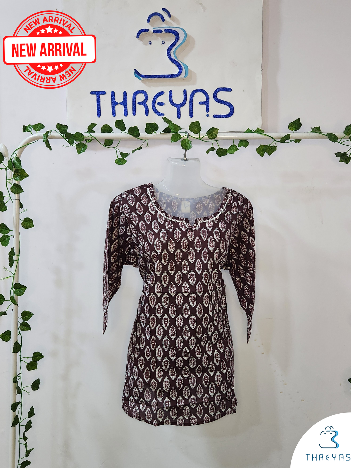 Purple Cotton Short Kurti for women | Short Kurthis for jeans | Threyas