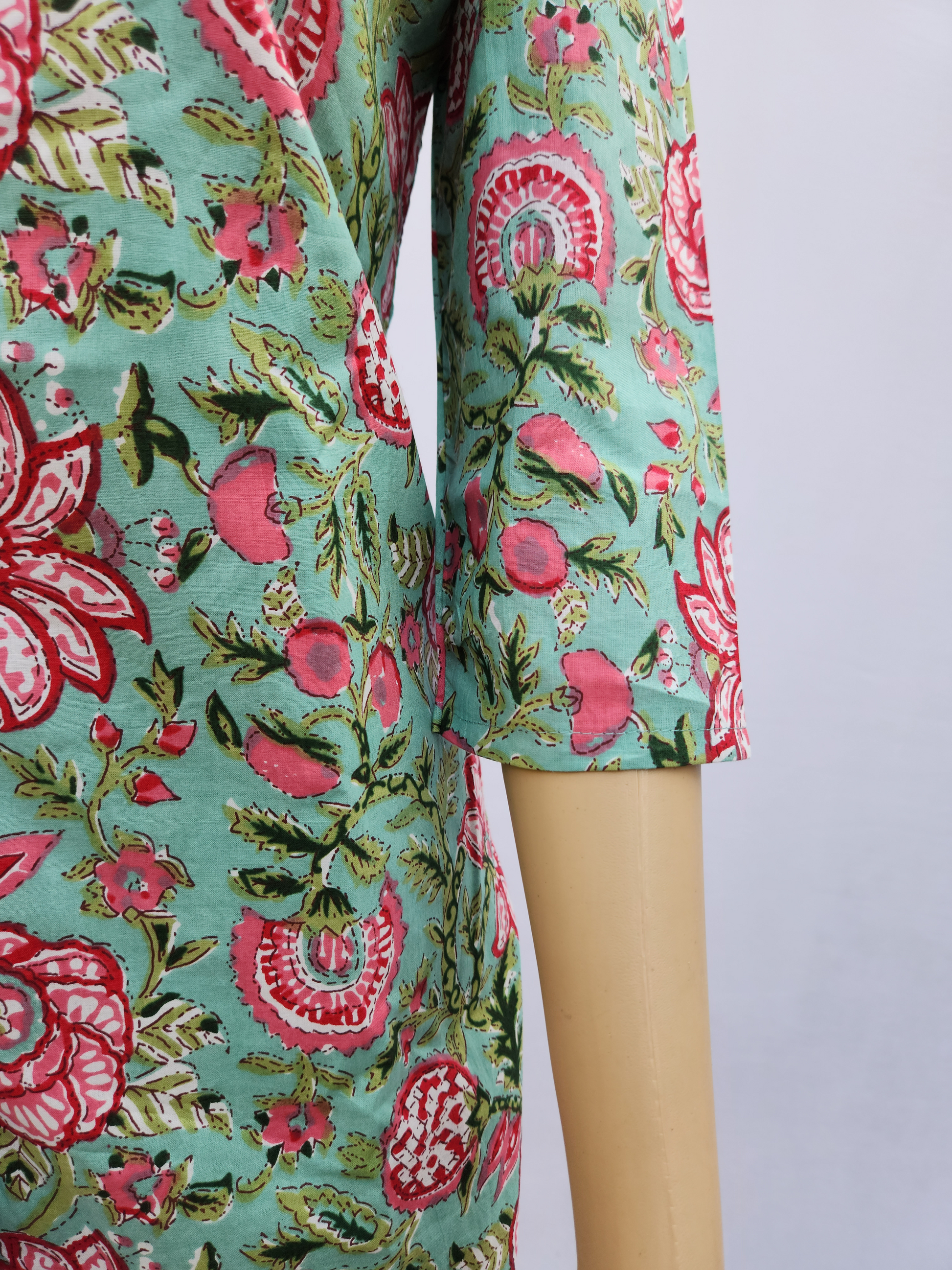 Light Green Pure Cotton Hand Block Printed  Co-Ord Kurthis Set for women | Stylish Kurthis & Kurtis Sets for Women | Threyas 