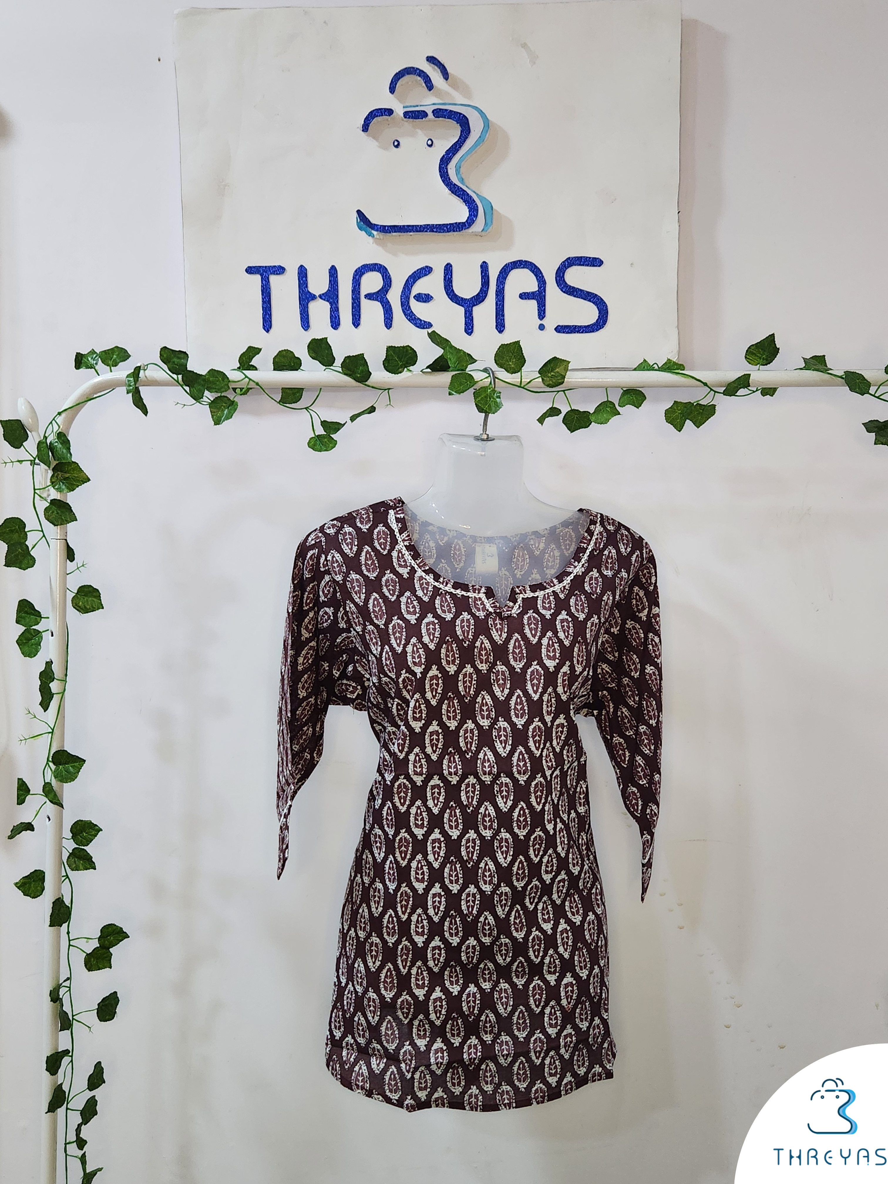 Purple Cotton Short Kurti for women | Short Kurthis for jeans | Threyas