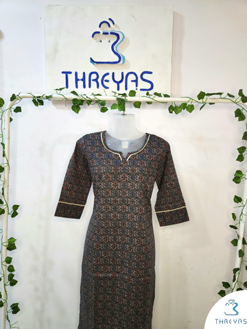 Black Printed Long Kurti for women |  Stylish Kurthis & Kurtis Sets for Women | Threyas 