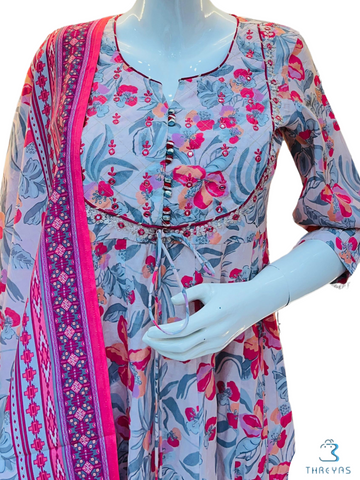 Peach Color Kurtis Set for women with Printed Dupatta