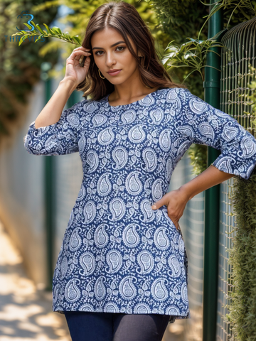 Blue Short Kurti for women