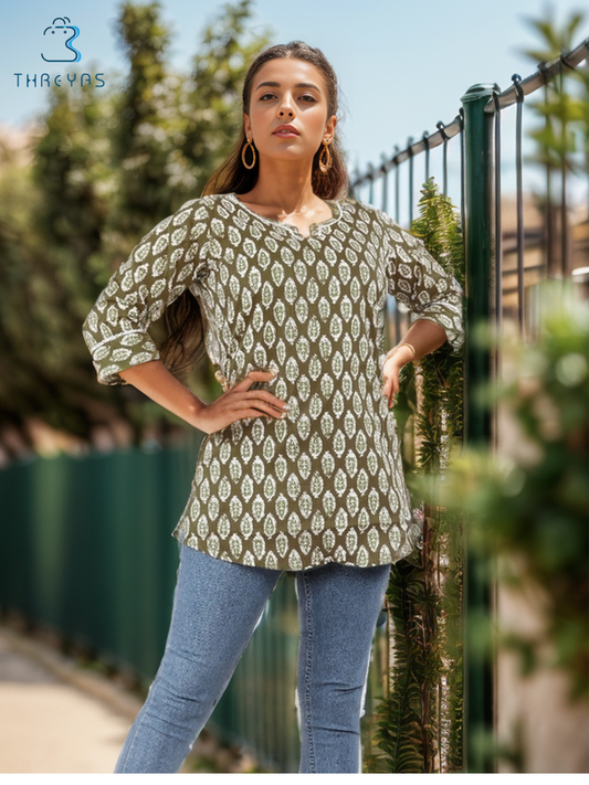 Green Short Kurti for women