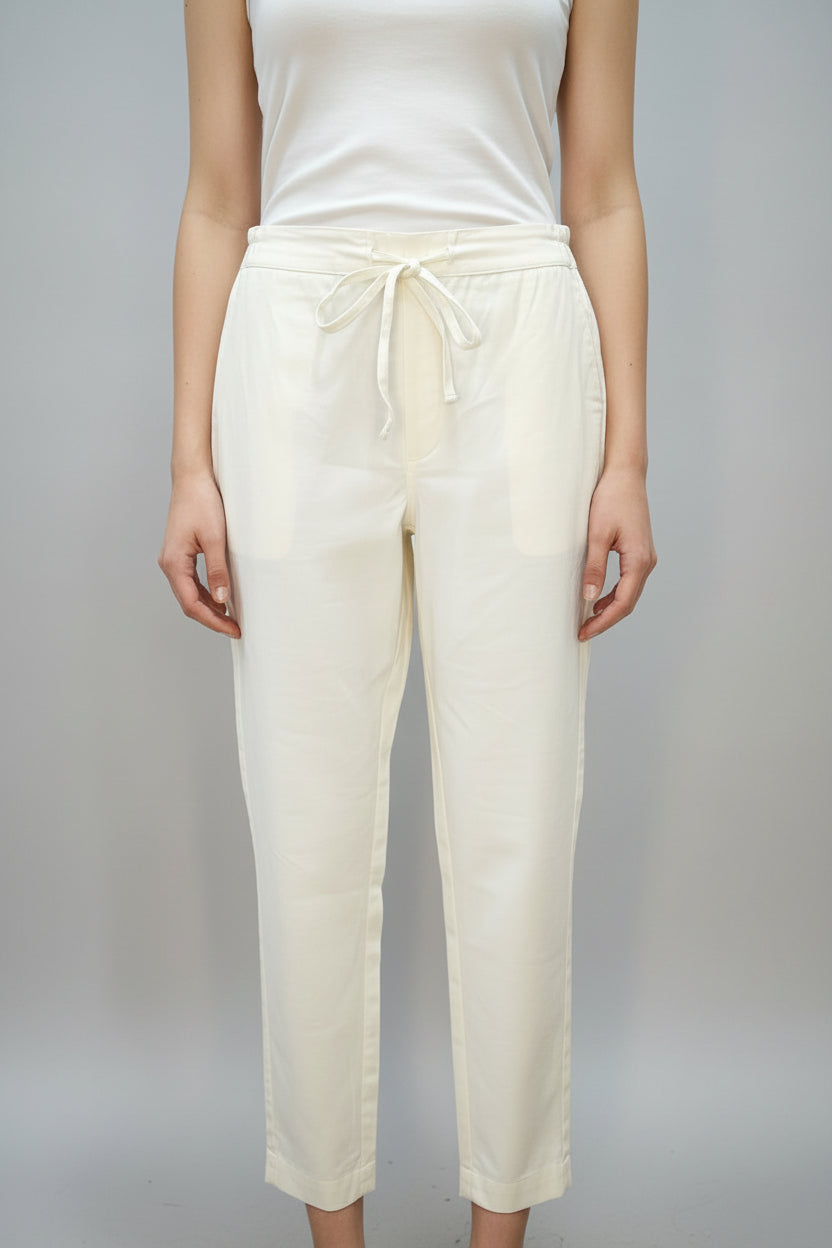 White Cotton Casual Pant for Women