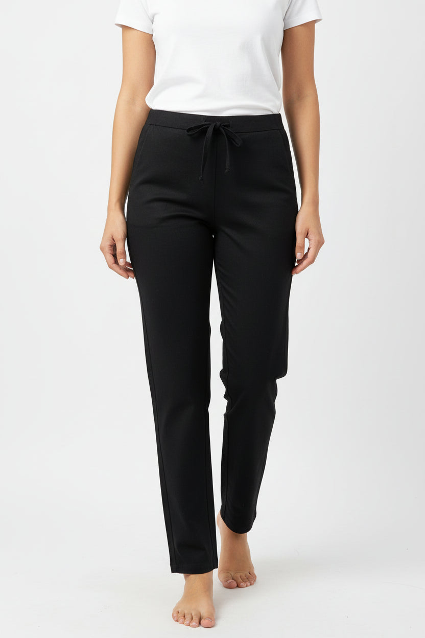 Black Cotton Casual Pant for Women