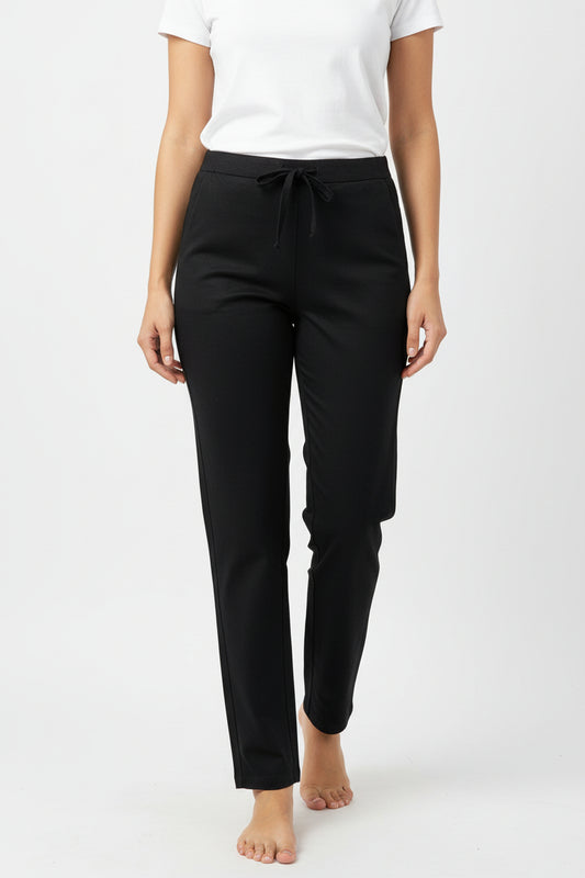Black Cotton Casual Pant for Women