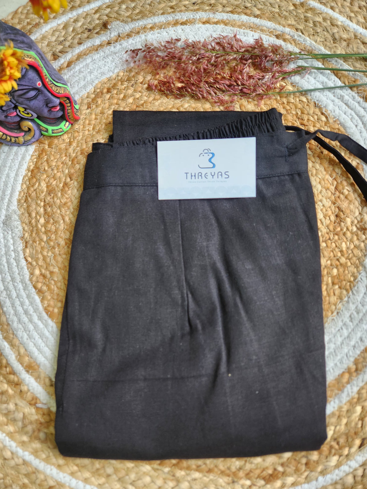 Black Cotton Casual Pant for Women
