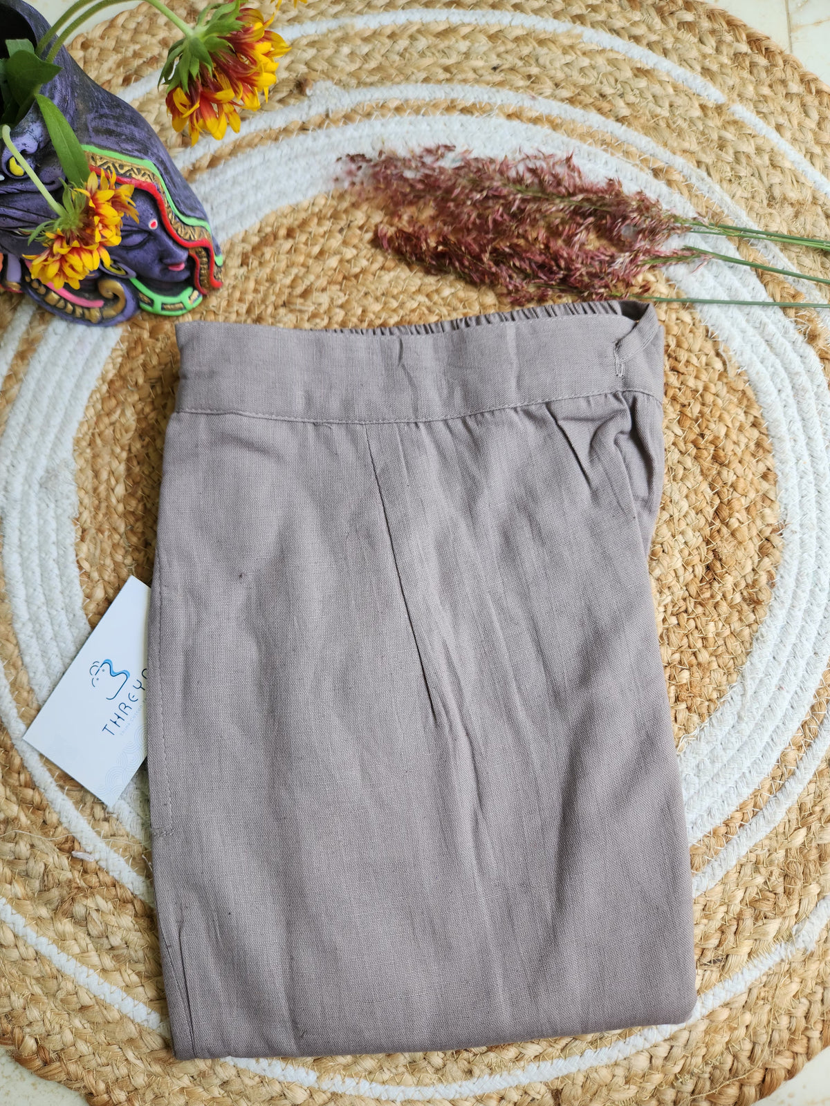 Grey Cotton Casual Pant for Women