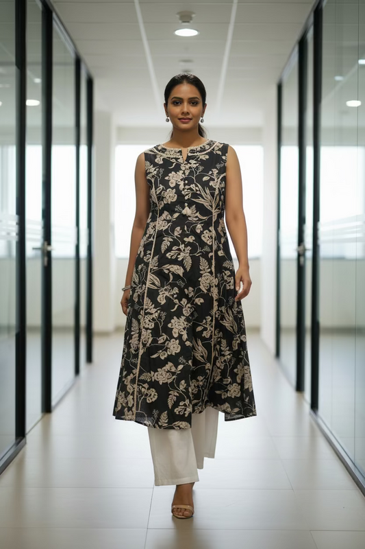 Black Princess Cut Kurti