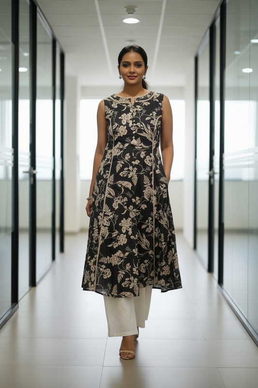 Black Princess Cut Kurti
