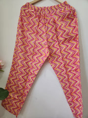 Pink & Yellow Angarkha Anarkali Cotton Kurta Set with Dupatta
