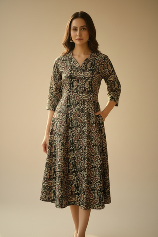 Black Paisley Printed Kurti for Women